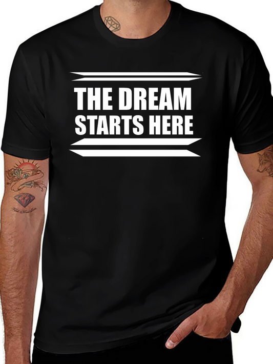 The Dream Starts Here Graphic Tee - Black Cotton Blend