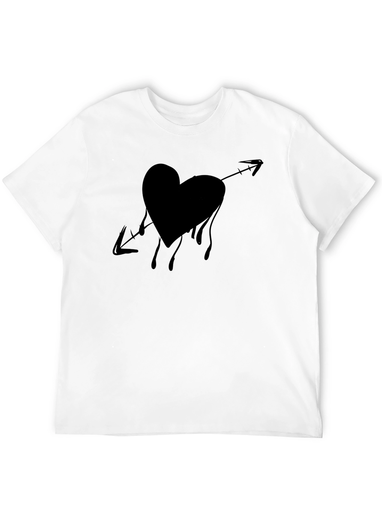 Bleeding Heart Arrow Graphic Tee - Casual Black T-Shirt