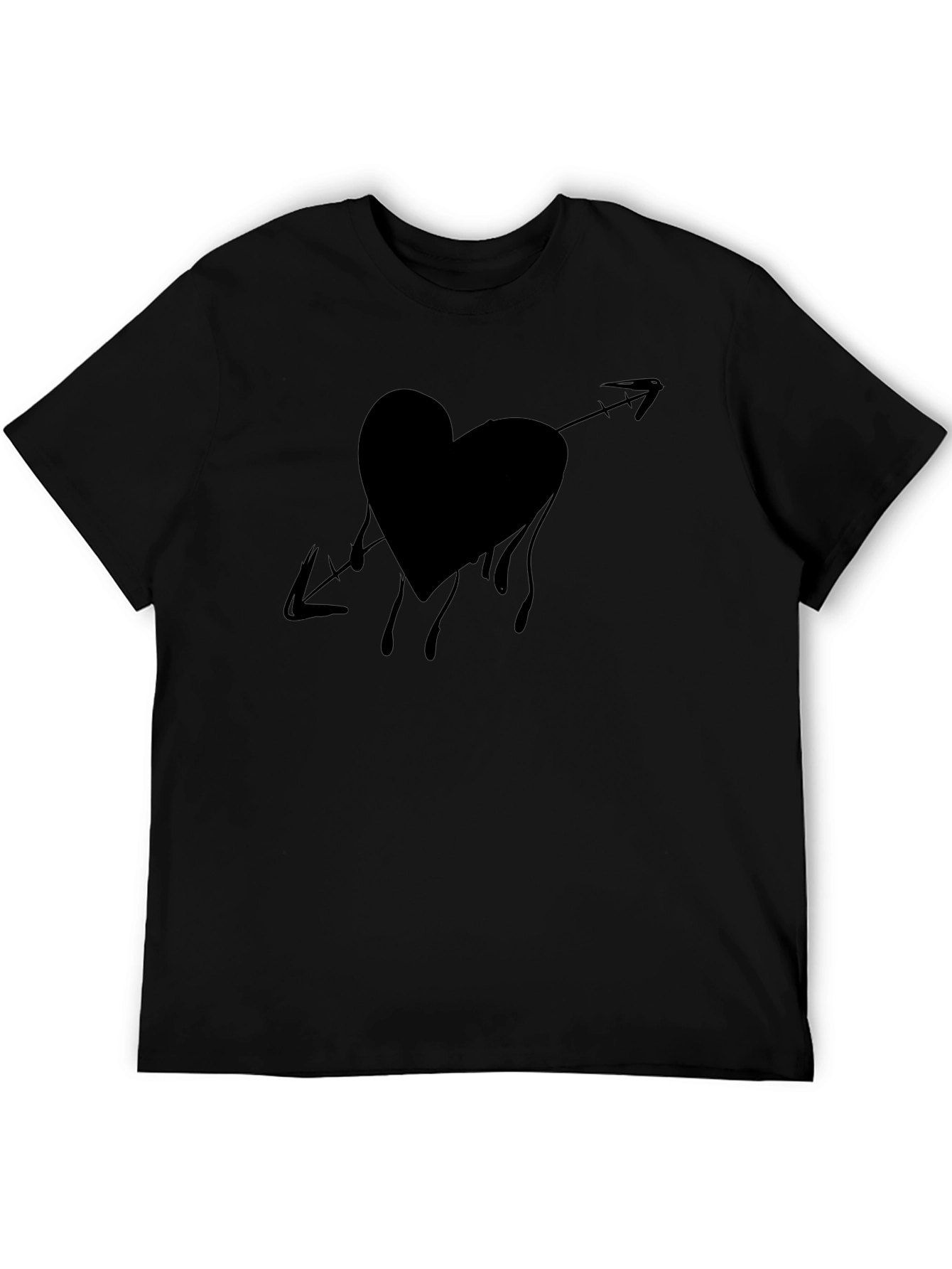 Bleeding Heart Arrow Graphic Tee - Casual Black T-Shirt