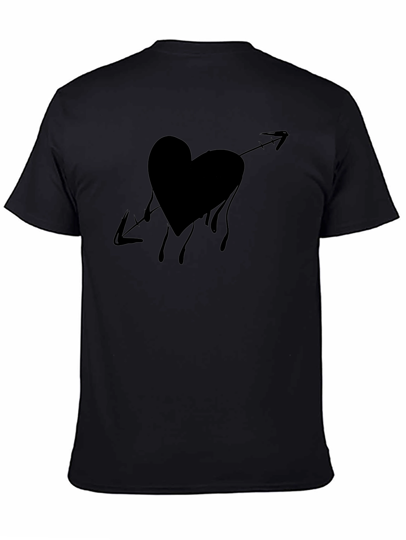 Bleeding Heart Arrow Graphic Tee - Casual Black T-Shirt