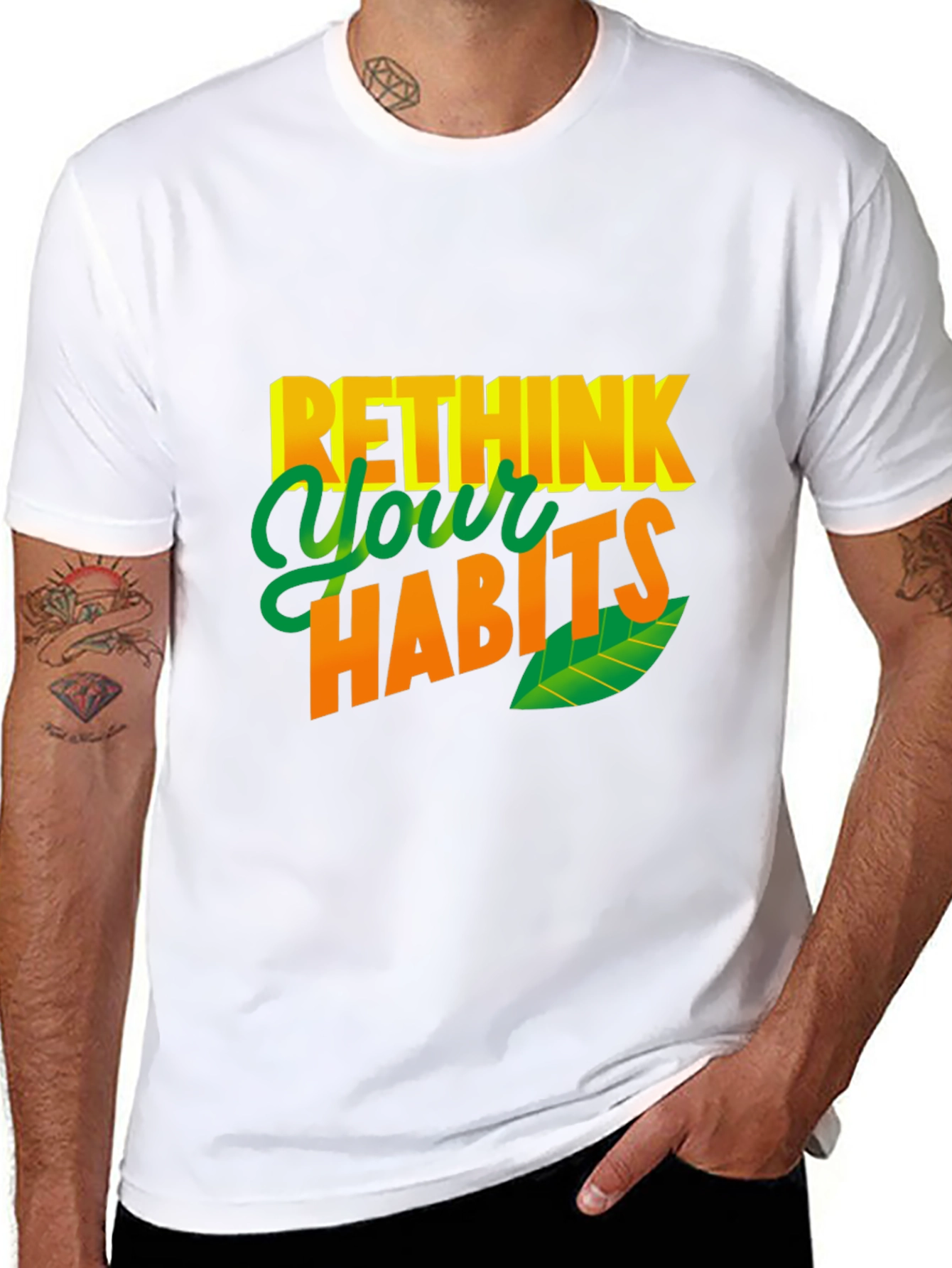 Rethink Your Habits Graphic Tee - Casual Black T-Shirt