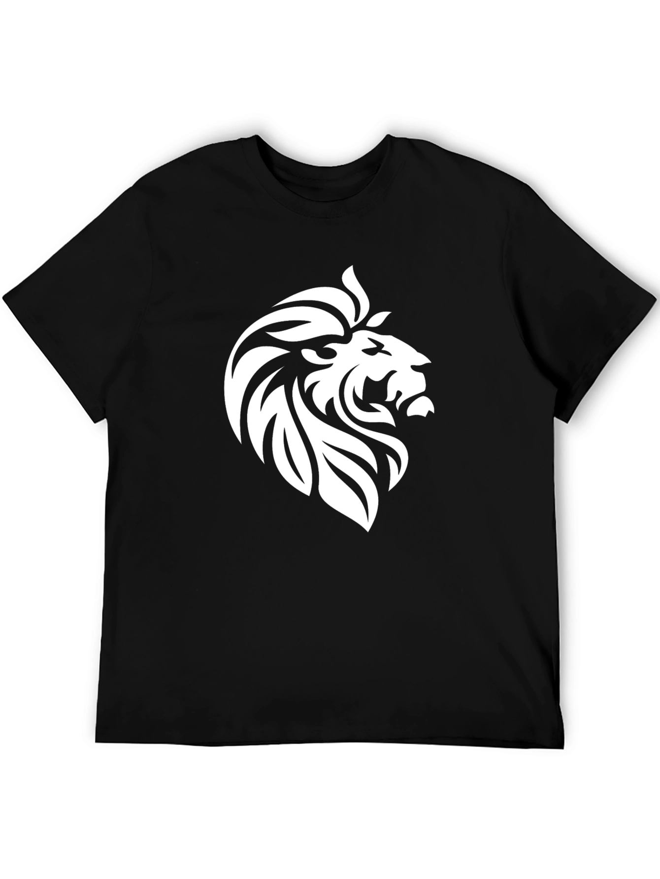 Lion Head Graphic Tee - Black Cotton Comfort