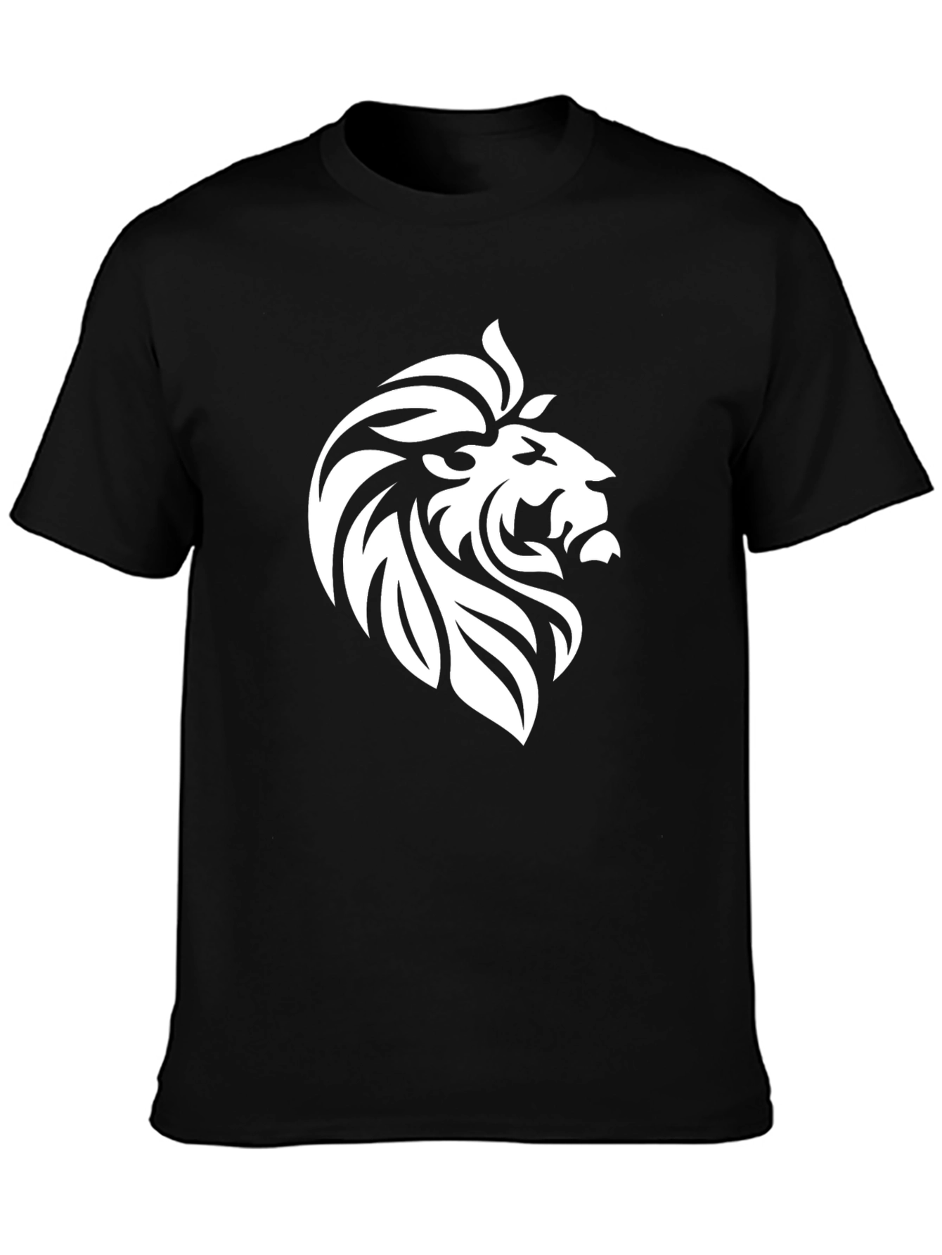 Lion Head Graphic Tee - Black Cotton Comfort