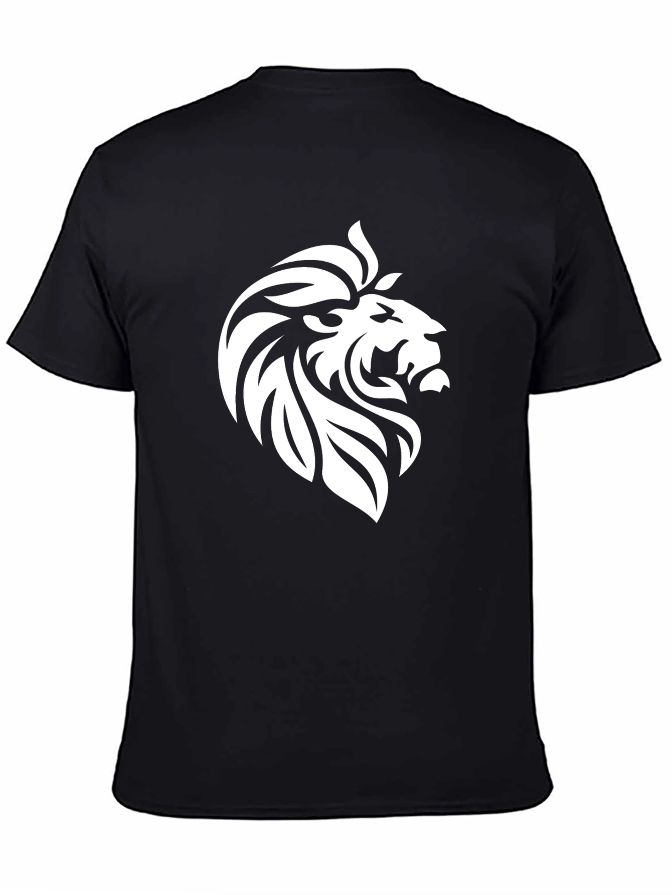 Lion Head Graphic Tee - Black Cotton Comfort