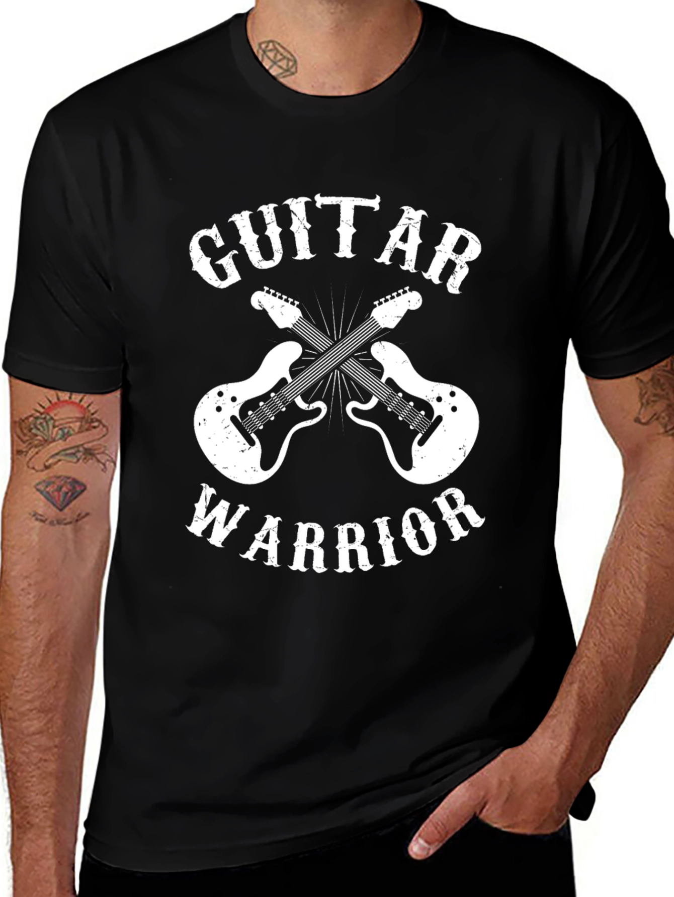 Guitar Warrior Graphic Tee - Rock Music T-Shirt