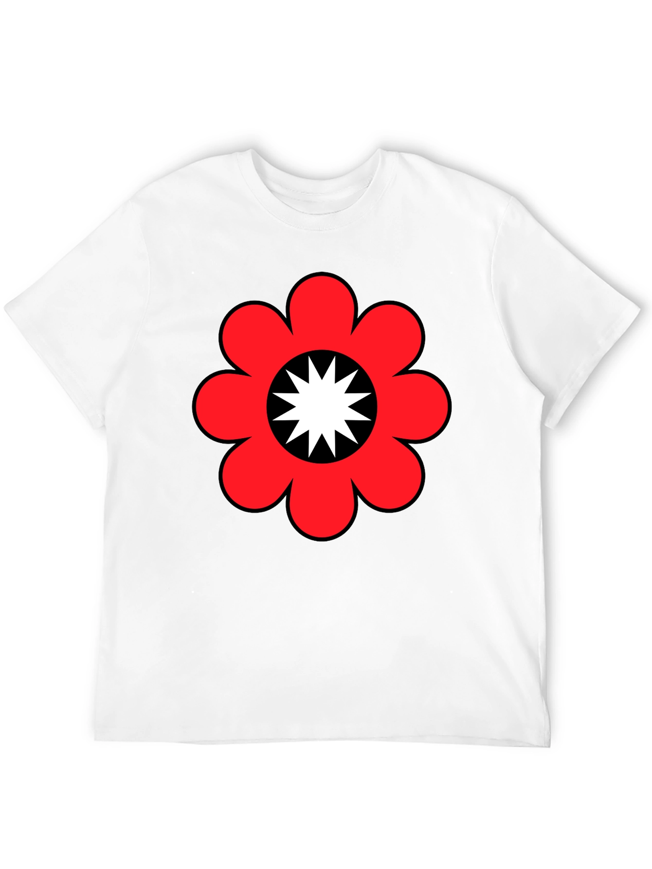 Retro Flower Power Graphic Tee - Black