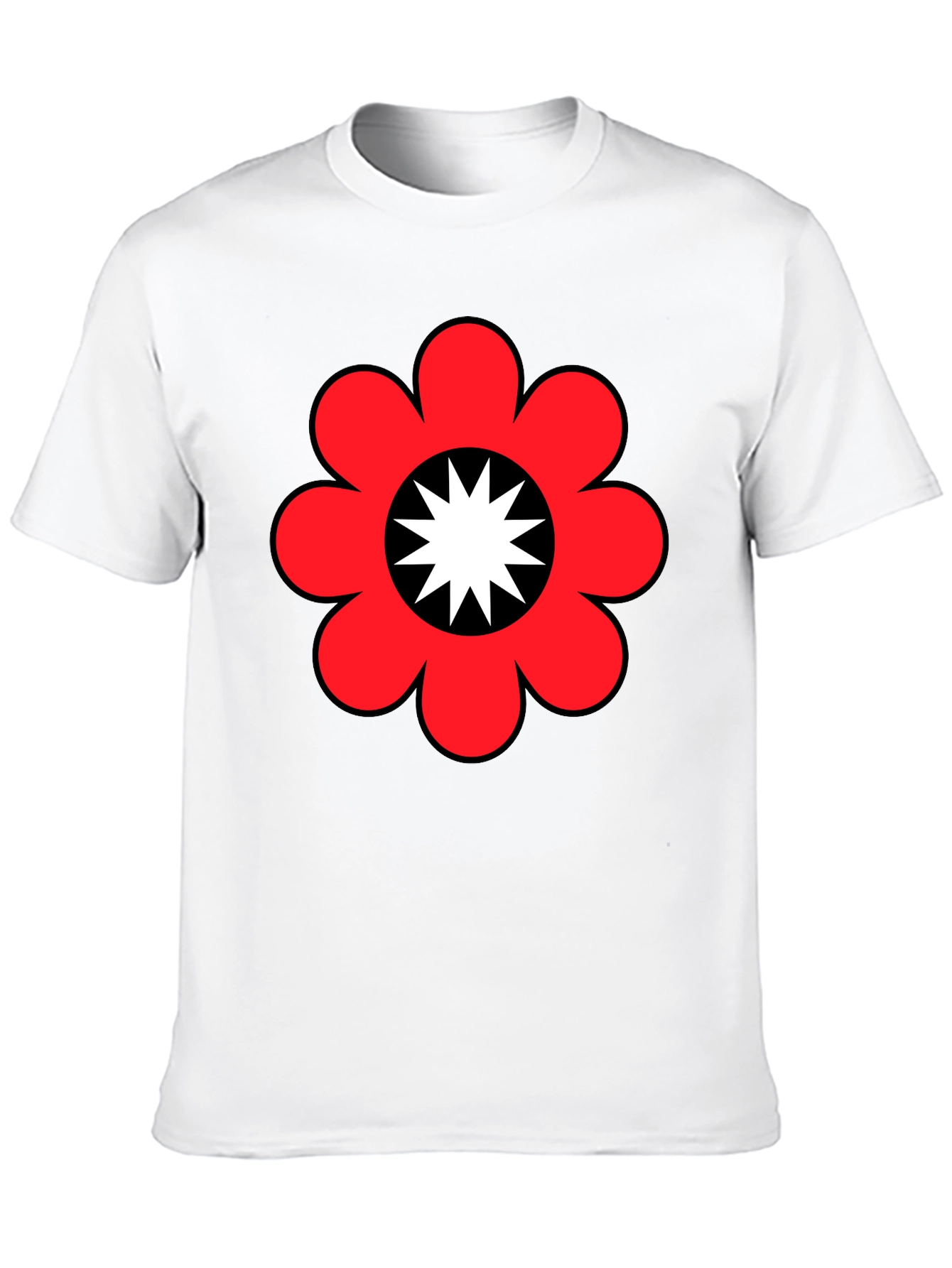 Retro Flower Power Graphic Tee - Black