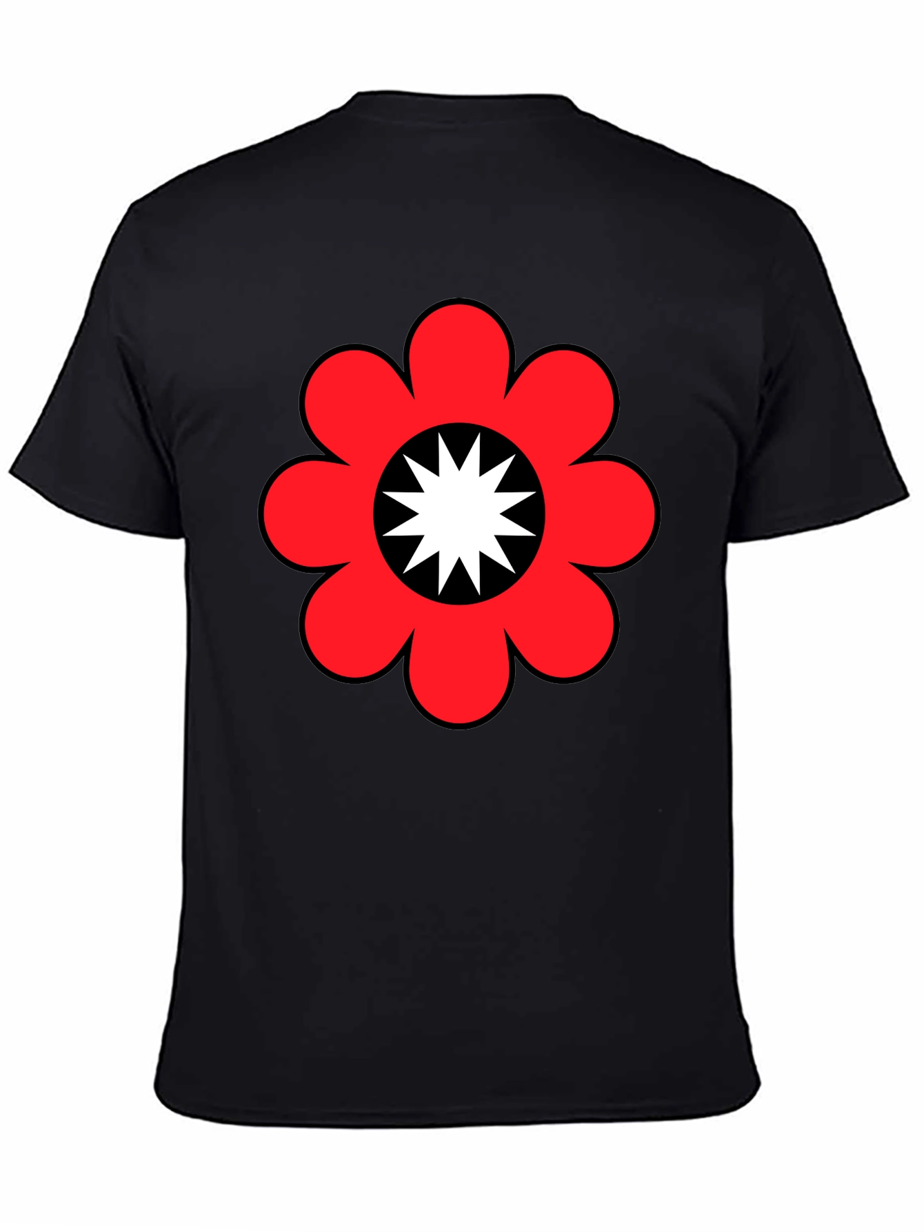 Retro Flower Power Graphic Tee - Black