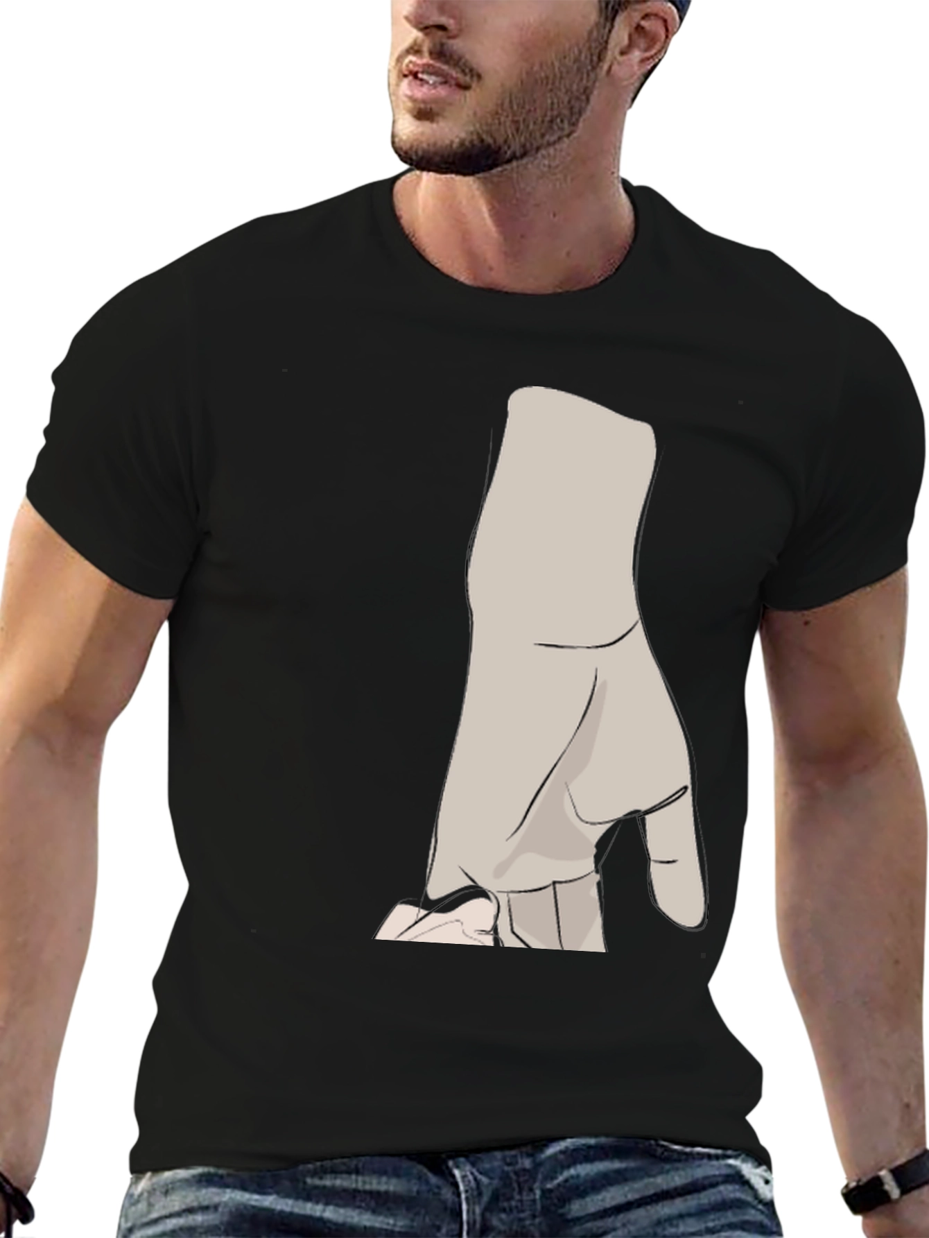 Modern Hand Graphic Black T-Shirt