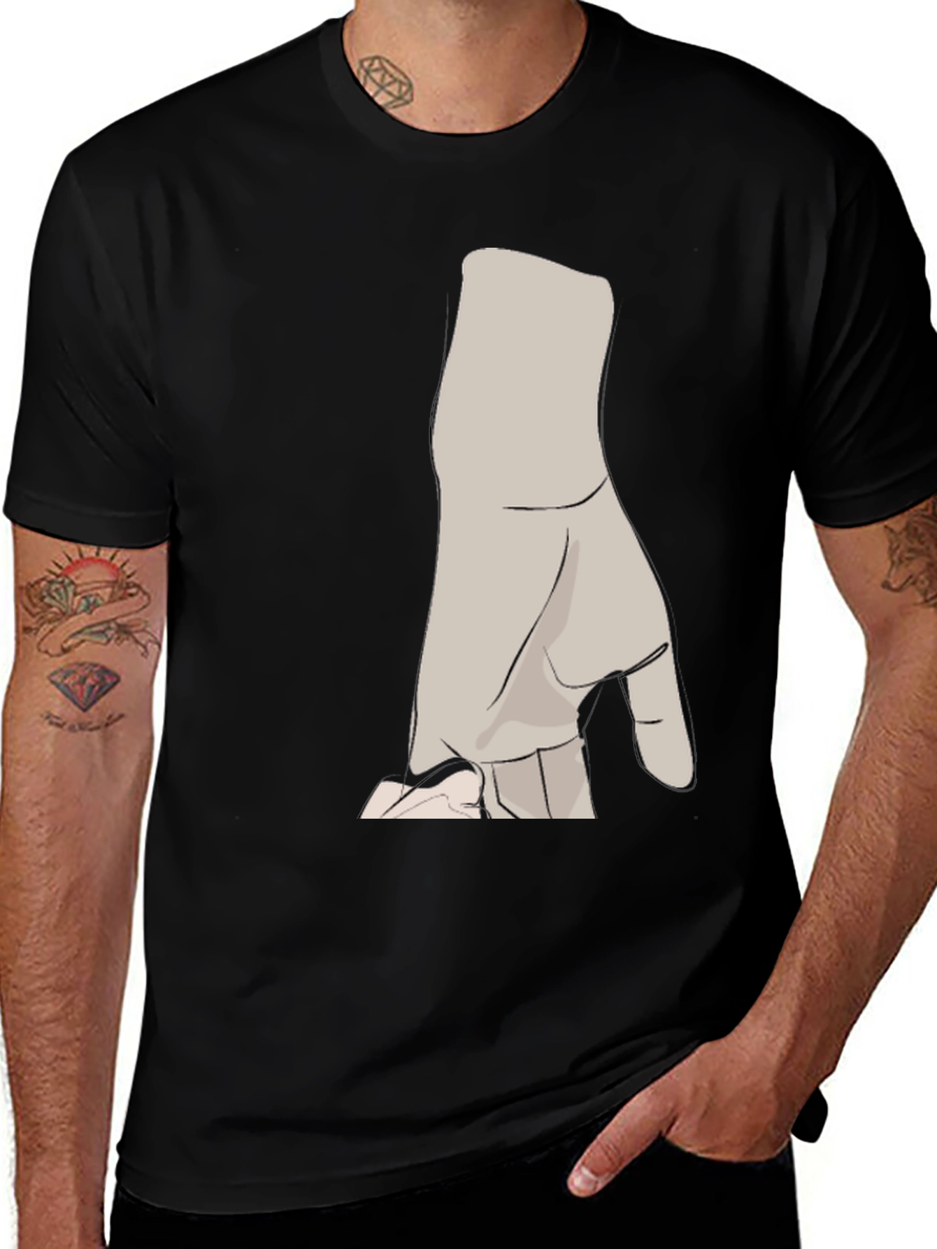 Modern Hand Graphic Black T-Shirt