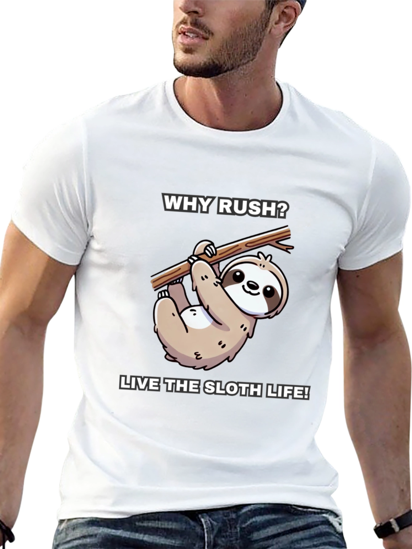 Why Rush? Sloth Life T-Shirt - Black