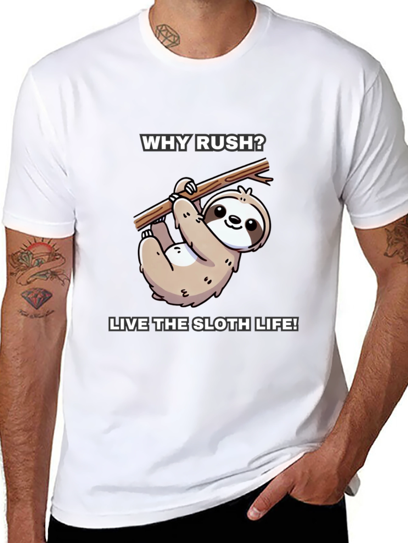 Why Rush? Sloth Life T-Shirt - Black