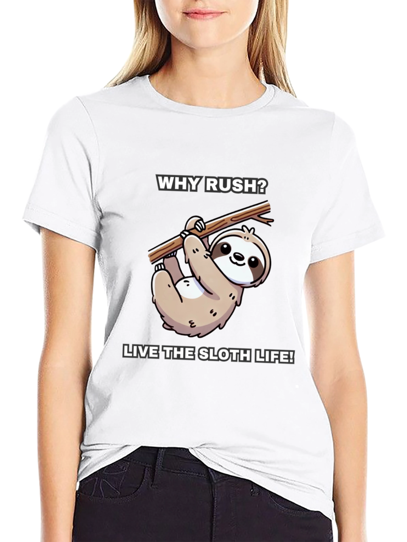 Why Rush? Sloth Life T-Shirt - Black