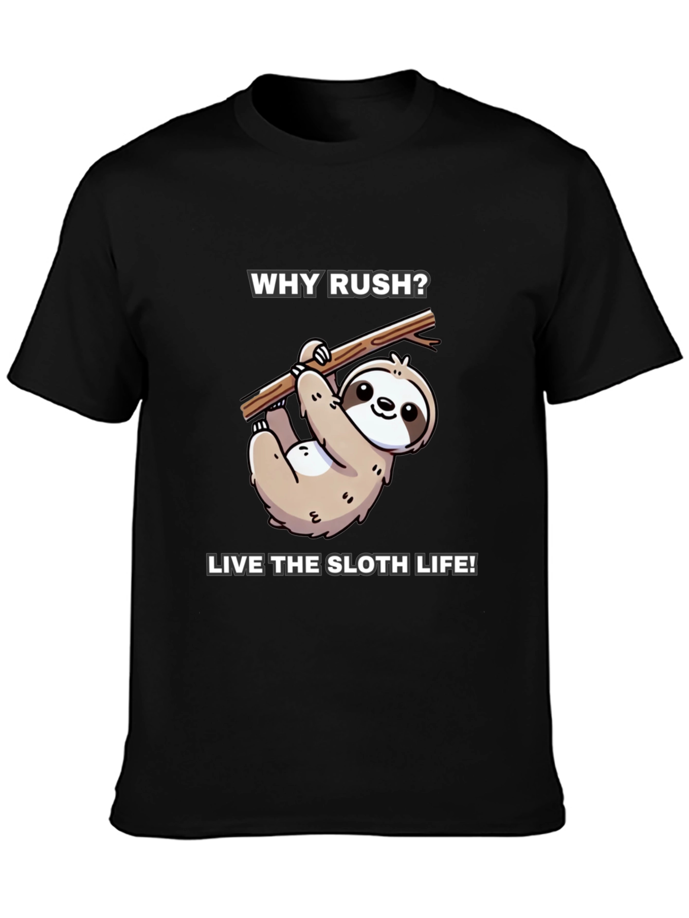 Why Rush? Sloth Life T-Shirt - Black
