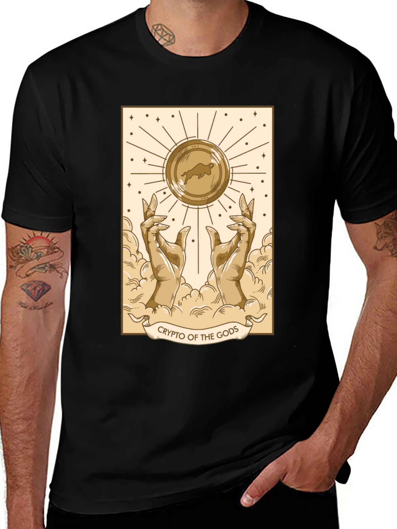 Crypto of the Gods T-Shirt - Bull Coin Design