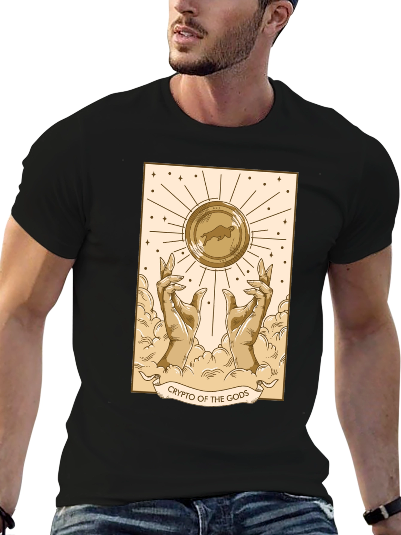 Crypto of the Gods T-Shirt - Bull Coin Design
