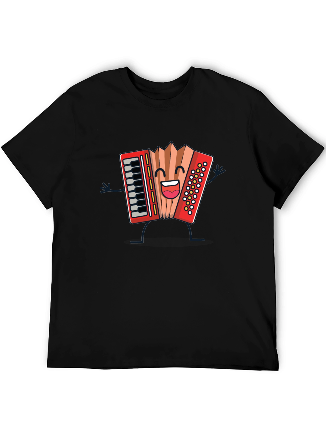 Accordion Cartoon Black T-Shirt