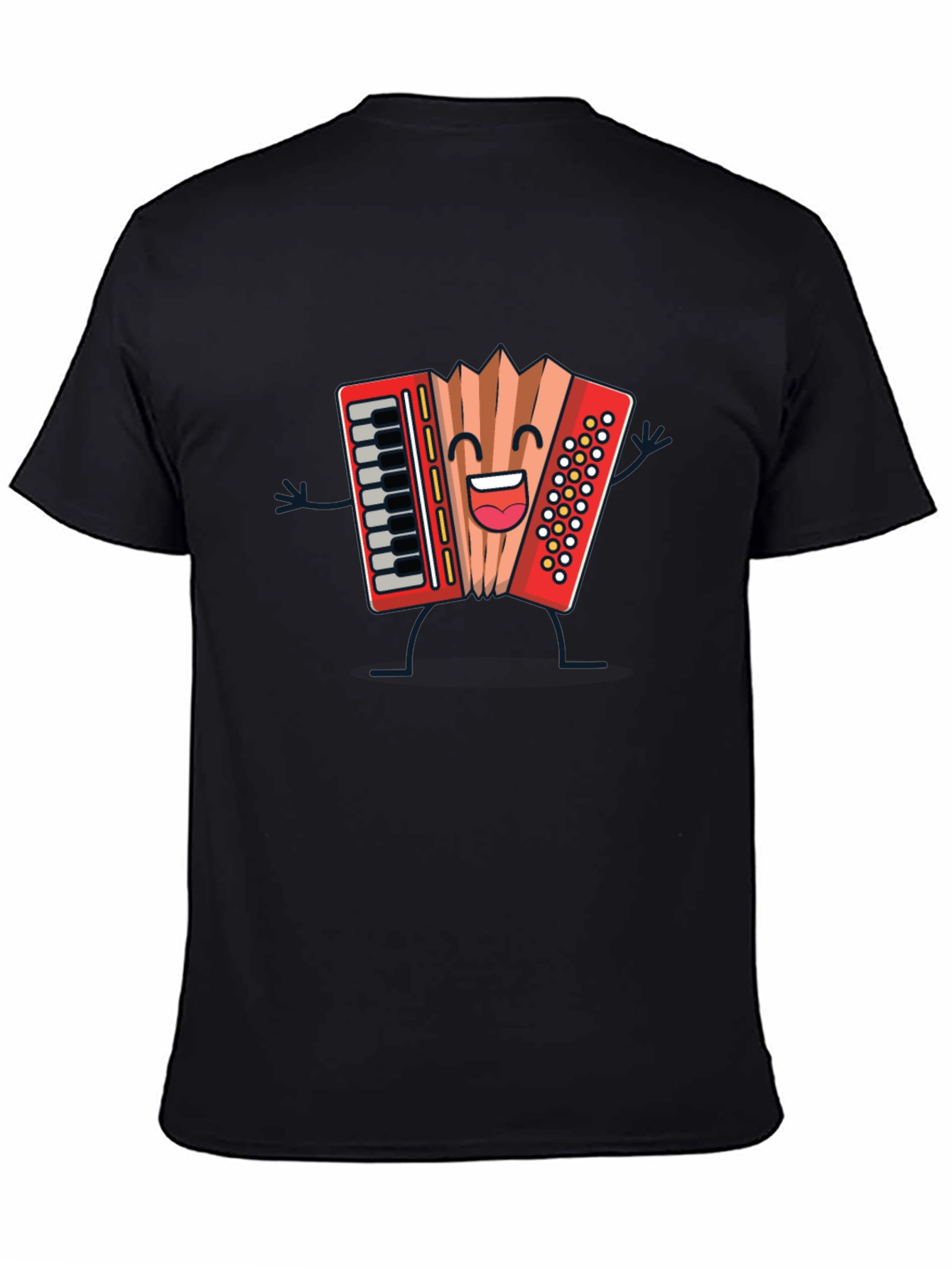 Accordion Cartoon Black T-Shirt