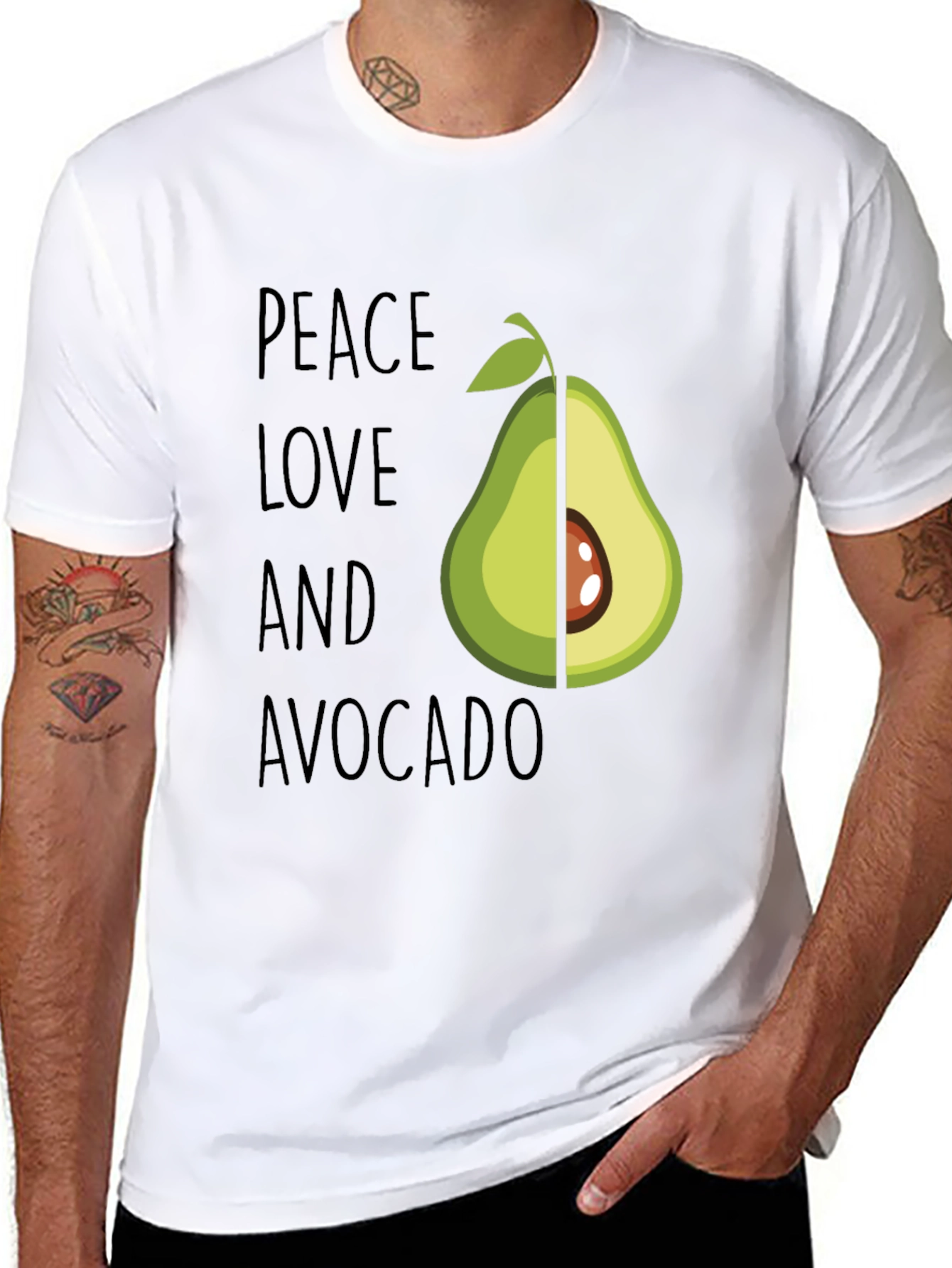 Peace Love and Avocado T-Shirt Funny Vegan Tee