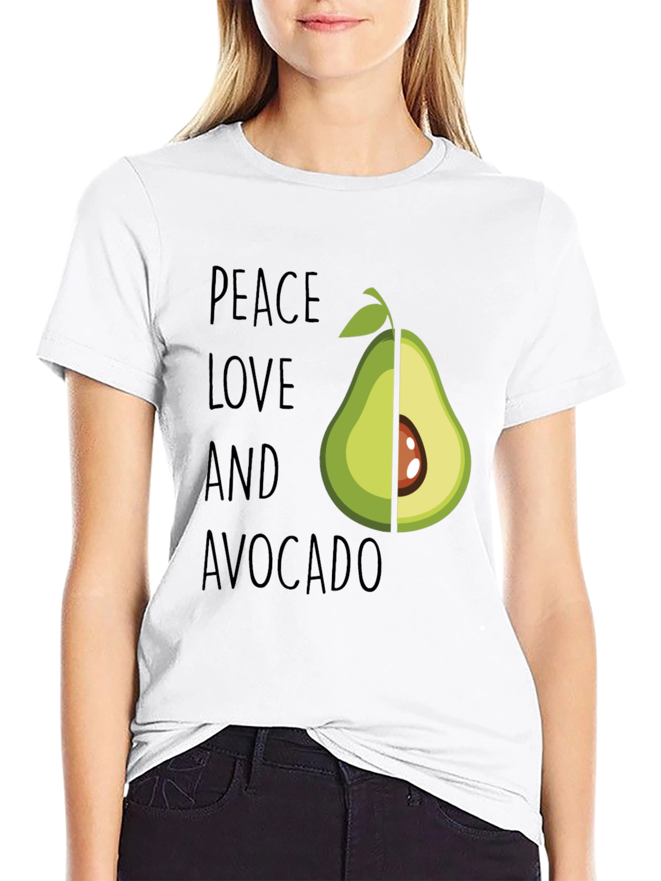 Peace Love and Avocado T-Shirt Funny Vegan Tee