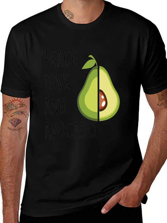 Peace Love and Avocado T-Shirt Funny Vegan Tee