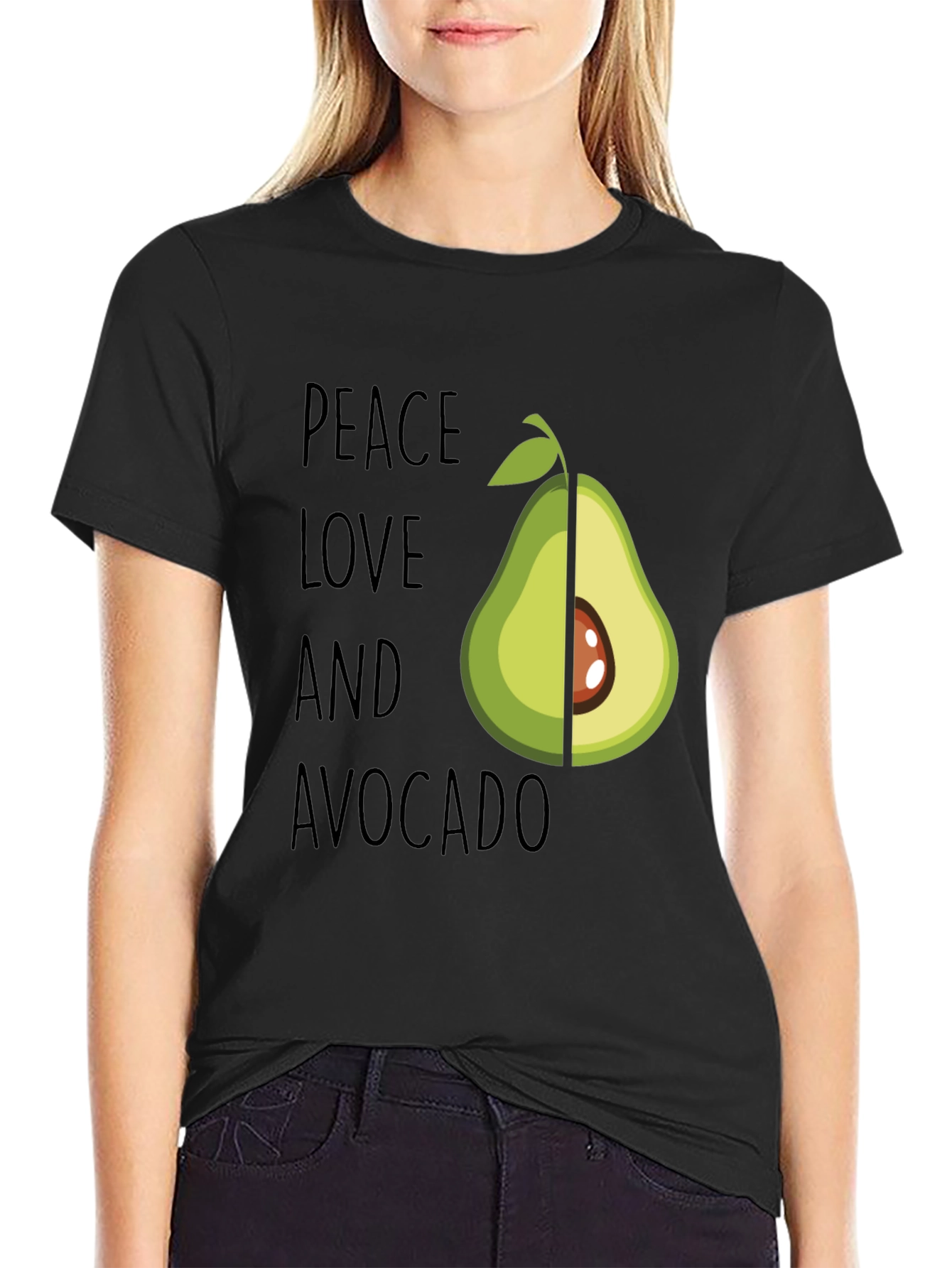 Peace Love and Avocado T-Shirt Funny Vegan Tee
