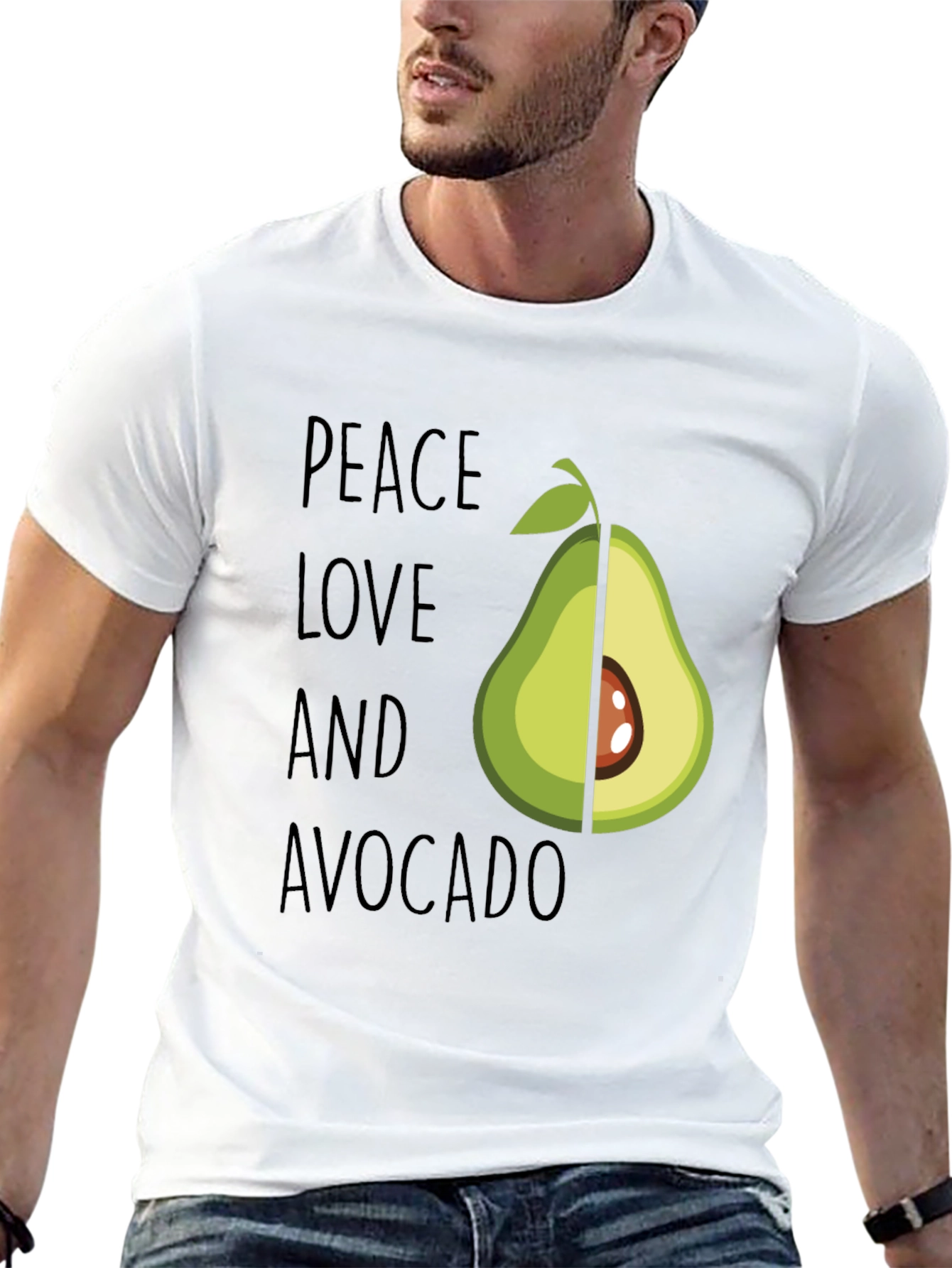 Peace Love and Avocado T-Shirt Funny Vegan Tee