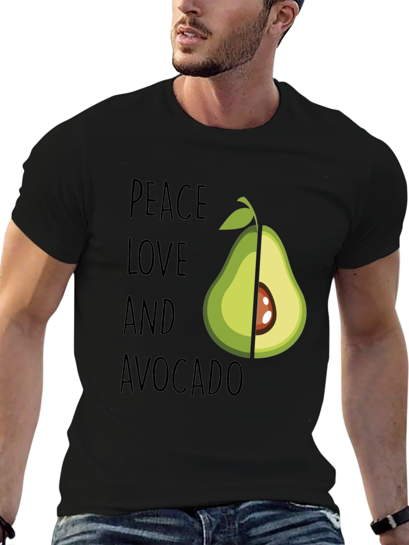 Peace Love and Avocado T-Shirt Funny Vegan Tee