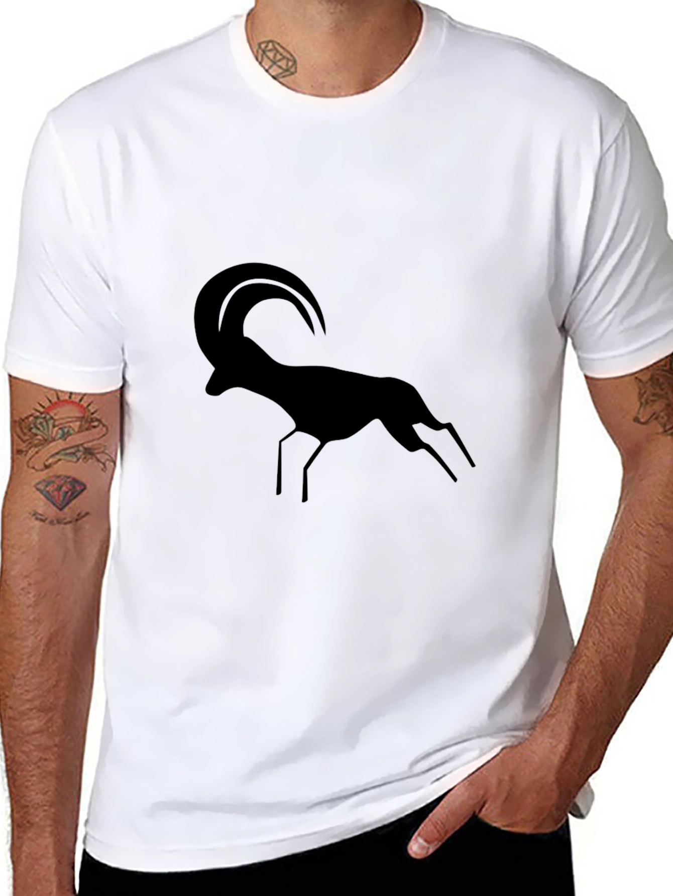 Black T-Shirt with Ram Silhouette