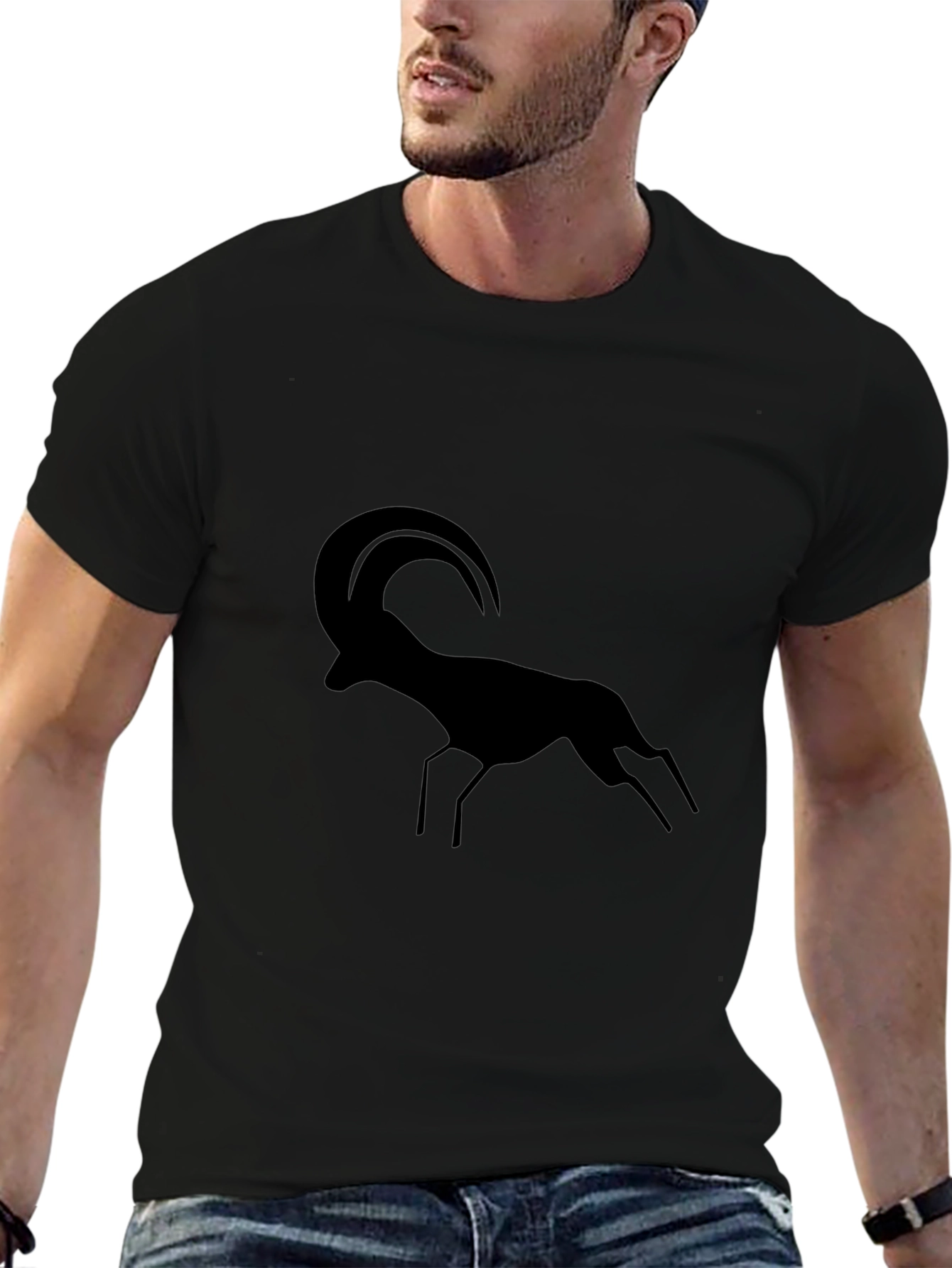 Black T-Shirt with Ram Silhouette