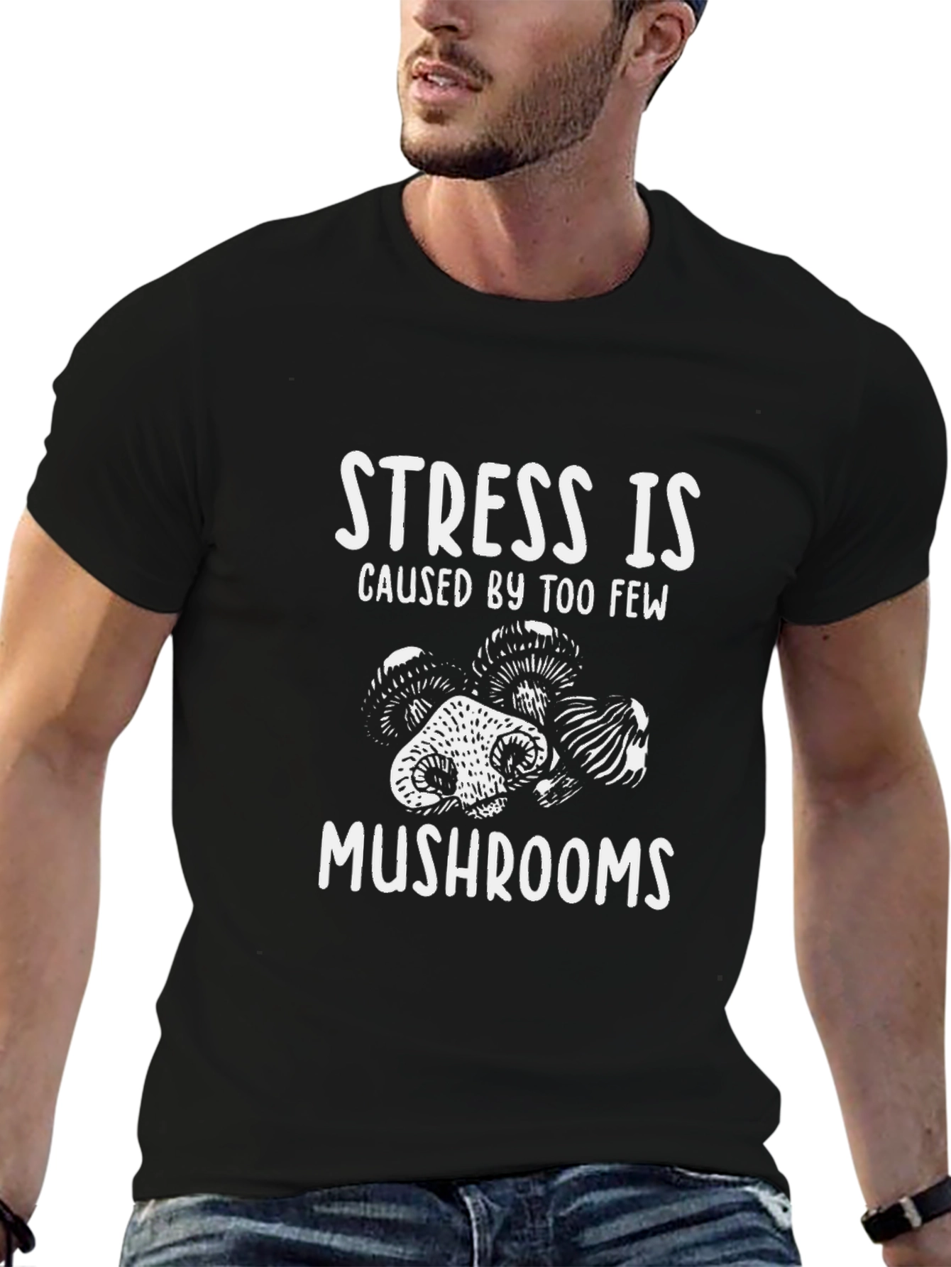 Stress Mushrooms Graphic Tee | Soft Cotton Blend T-Shirt