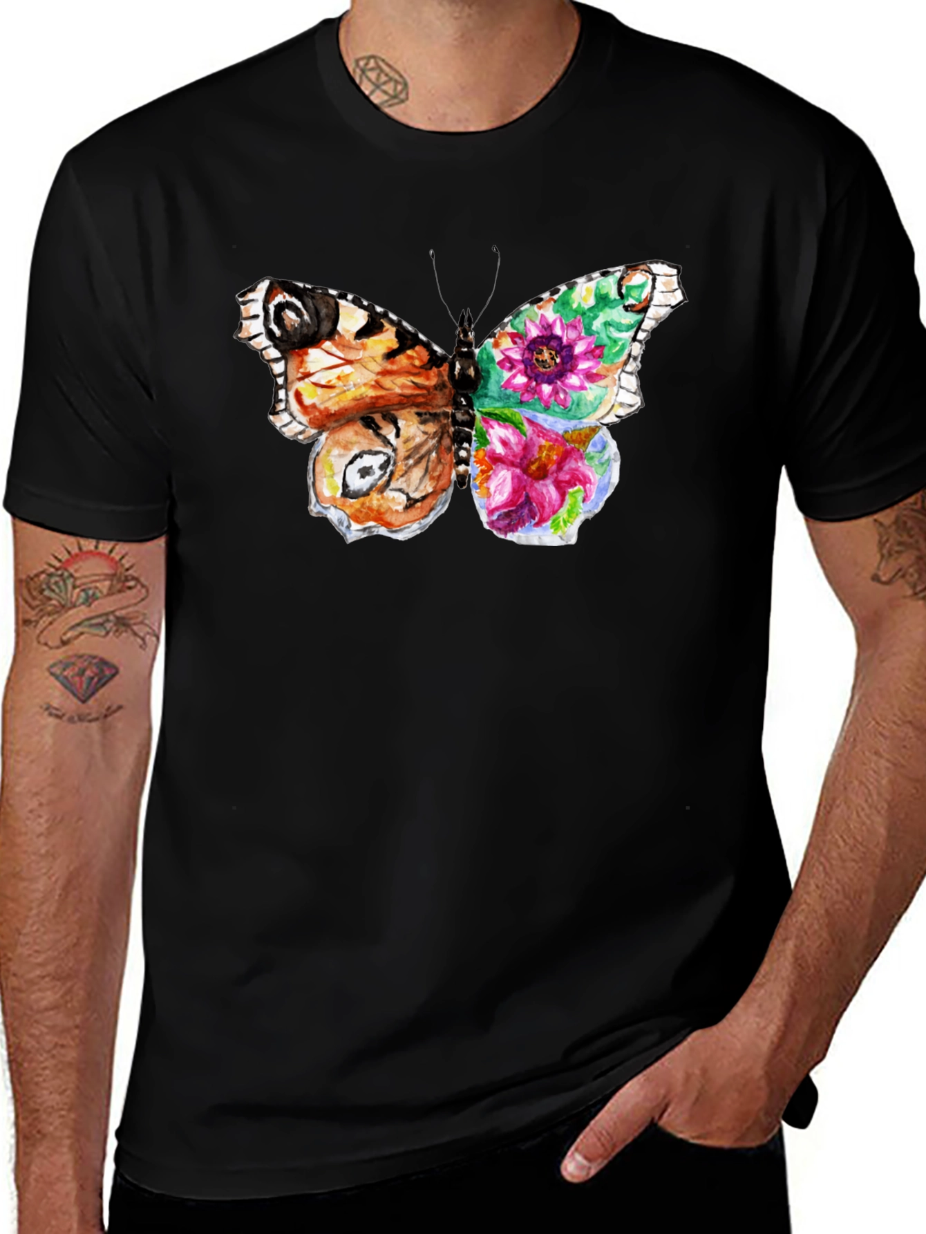 Butterfly Floral Graphic T-Shirt
