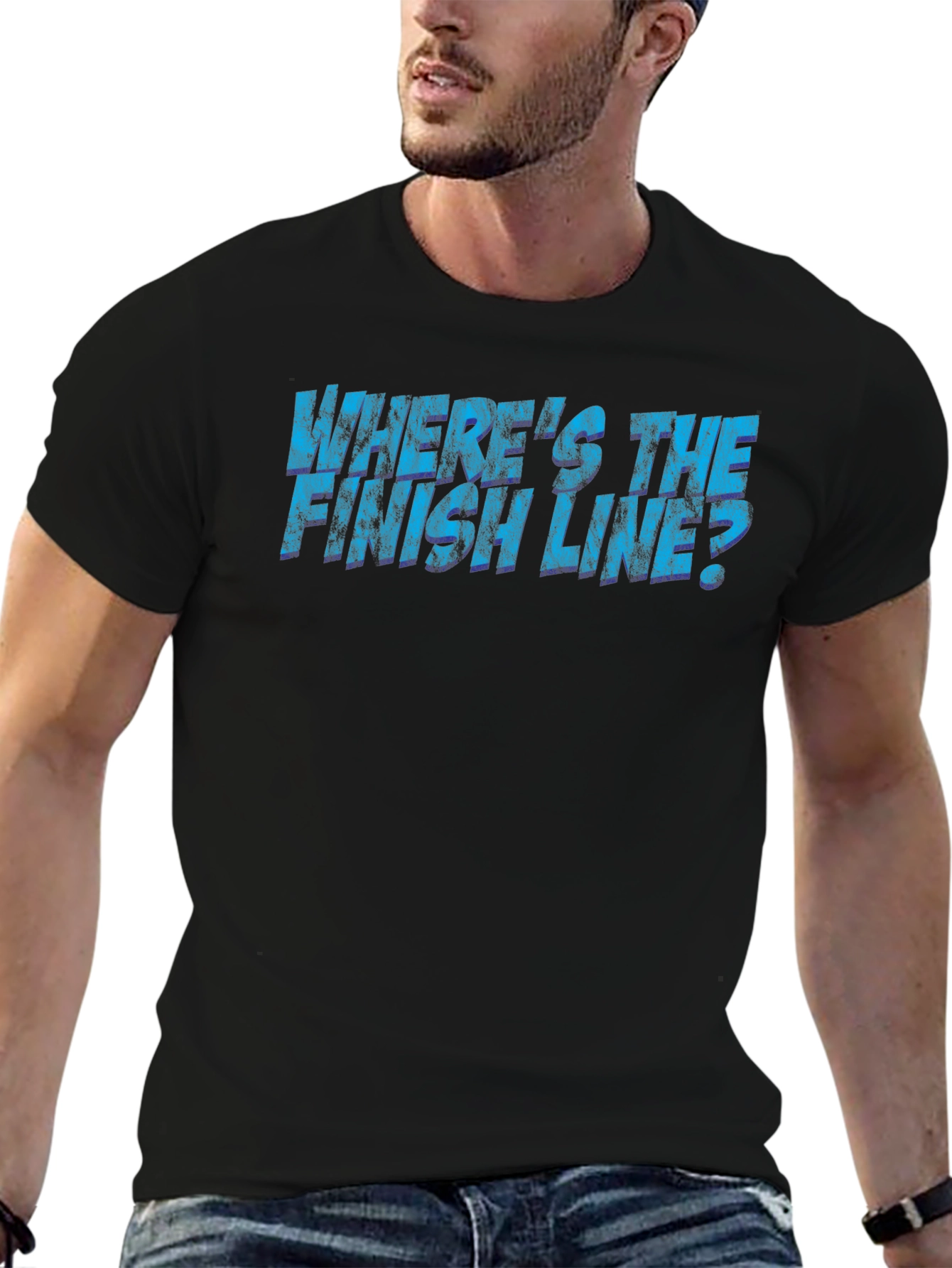 Wheres the Finish Line? Black Graphic Tee