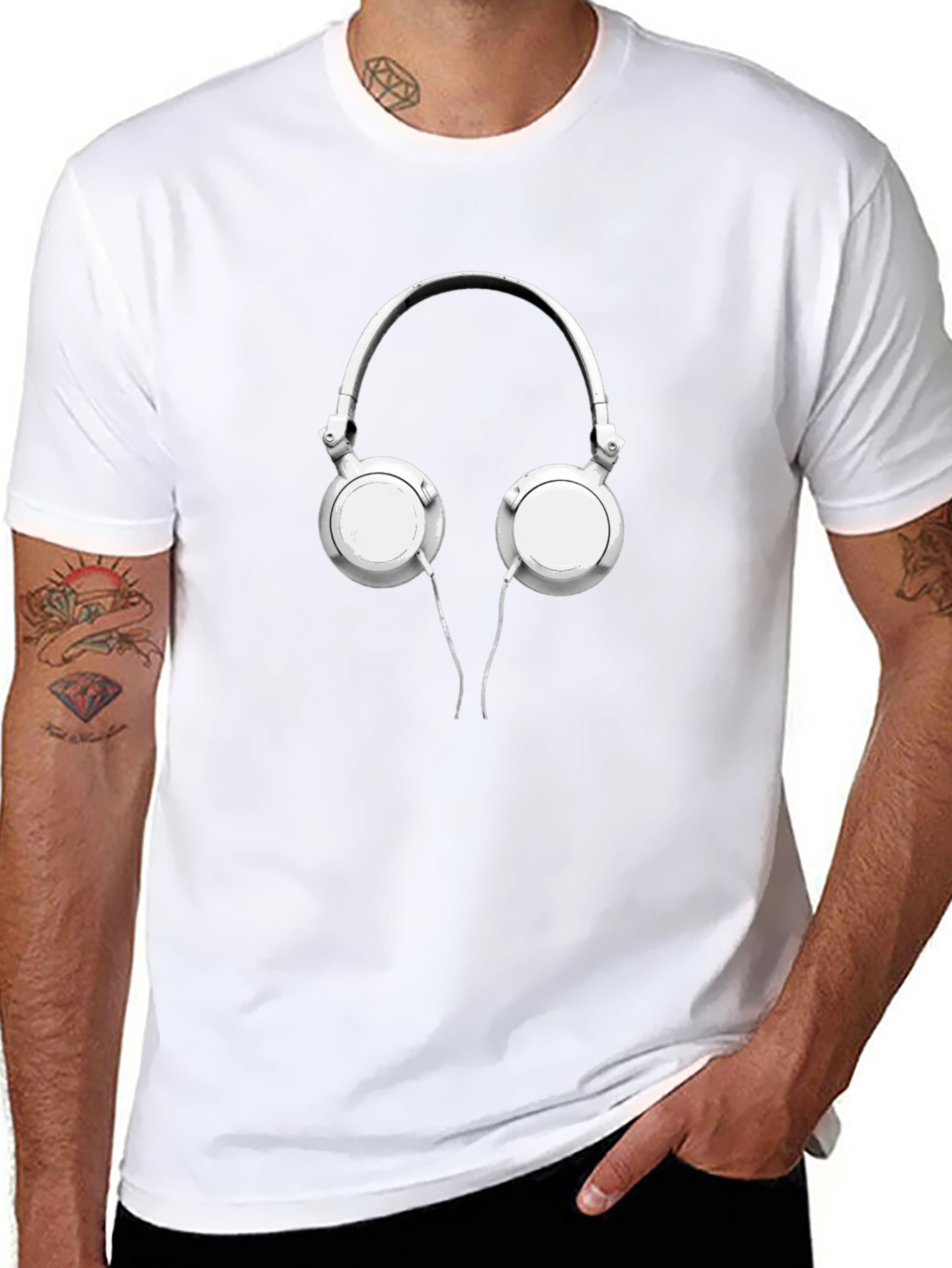 Headphone Graphic Black T-Shirt
