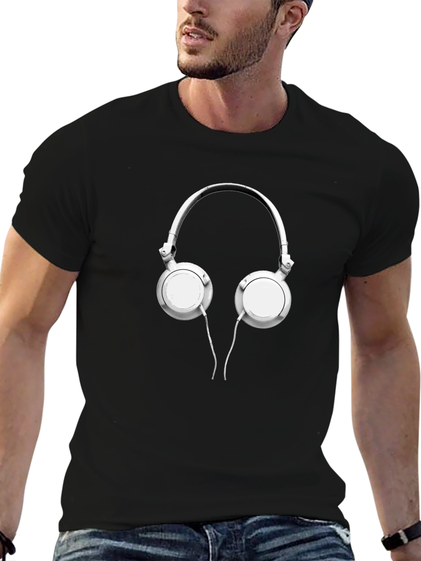 Headphone Graphic Black T-Shirt