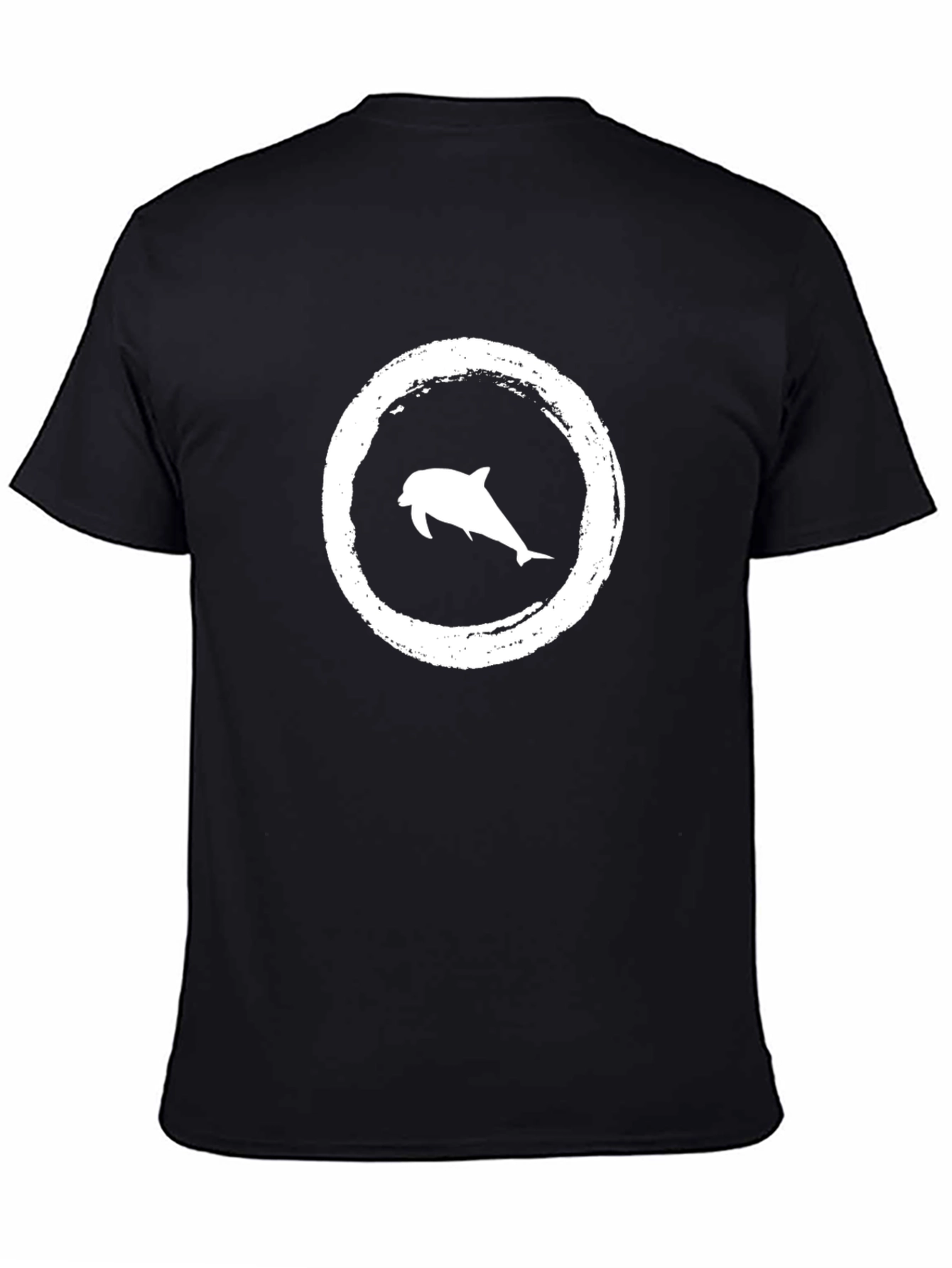 Dolphin Circle Graphic Tee - Black Casual T-Shirt