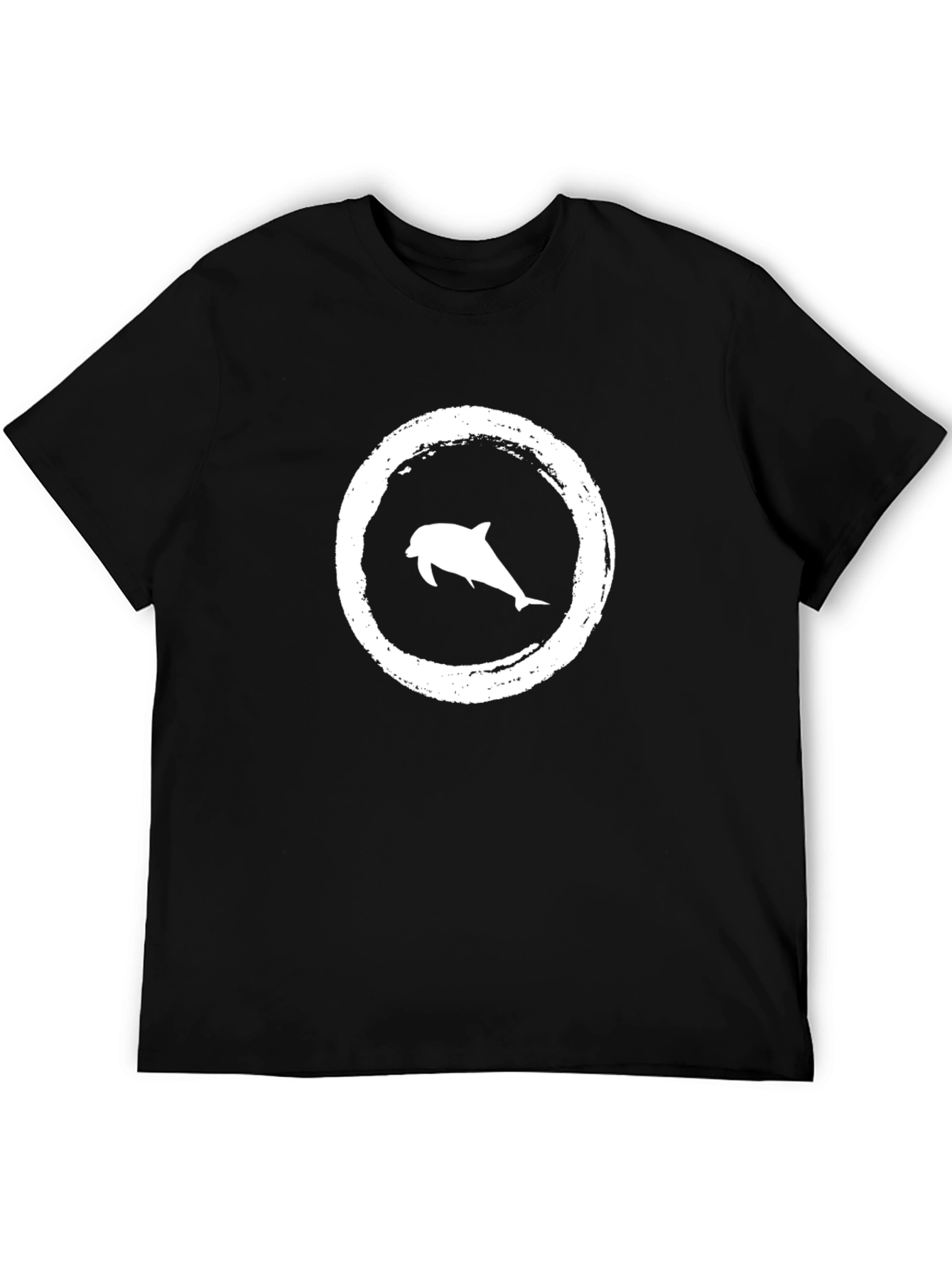 Dolphin Circle Graphic Tee - Black Casual T-Shirt