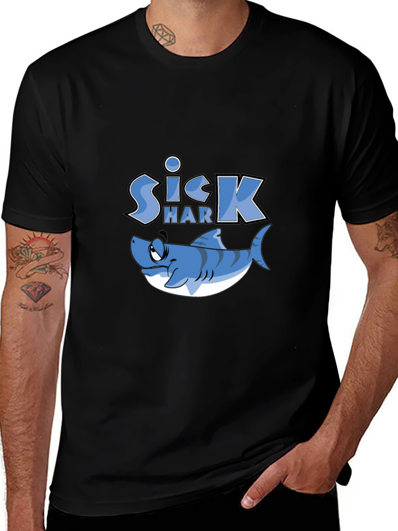 Sick Shark Graphic Print T-Shirt