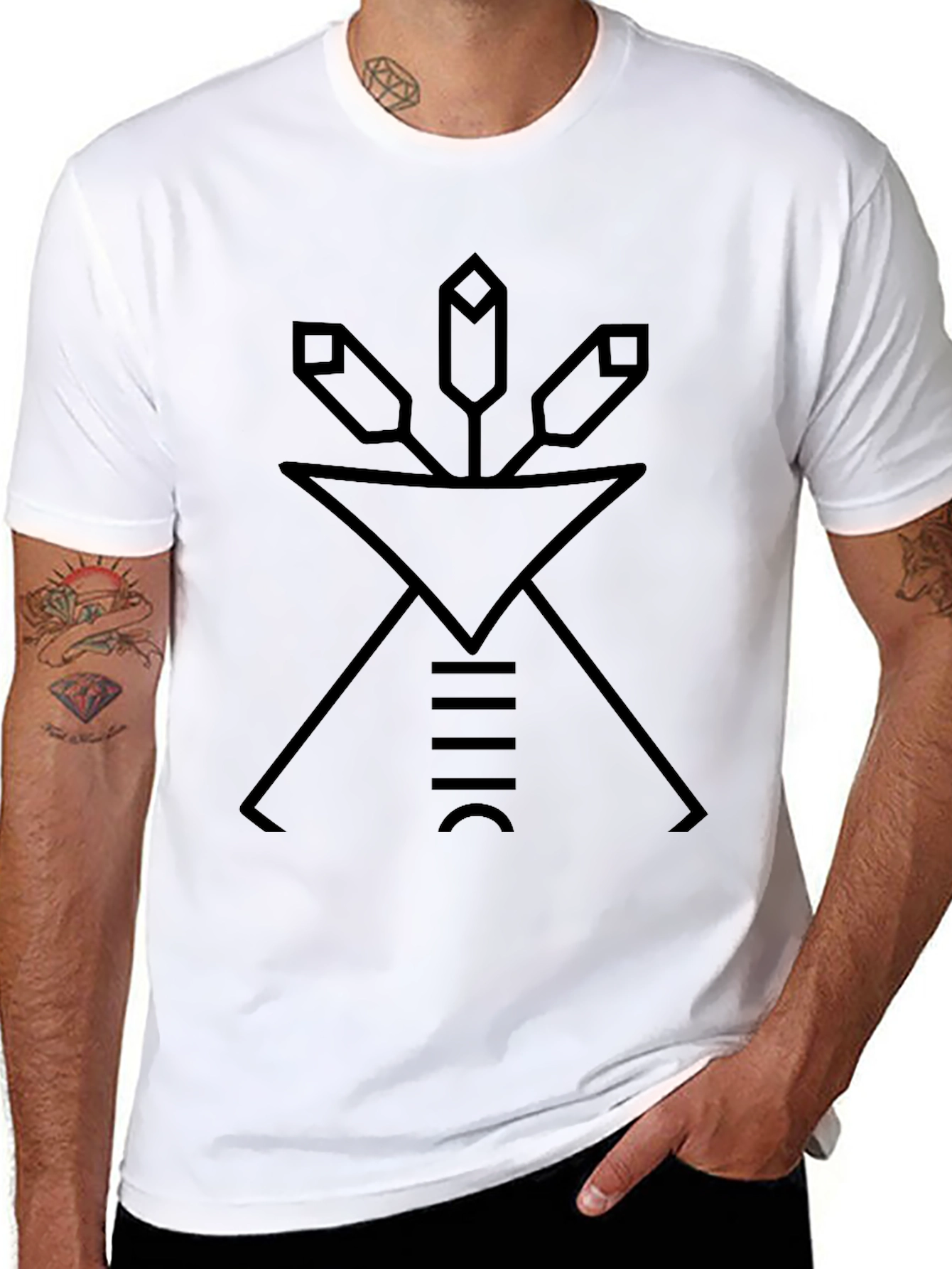 Minimalist Geometric Design Black T-Shirt