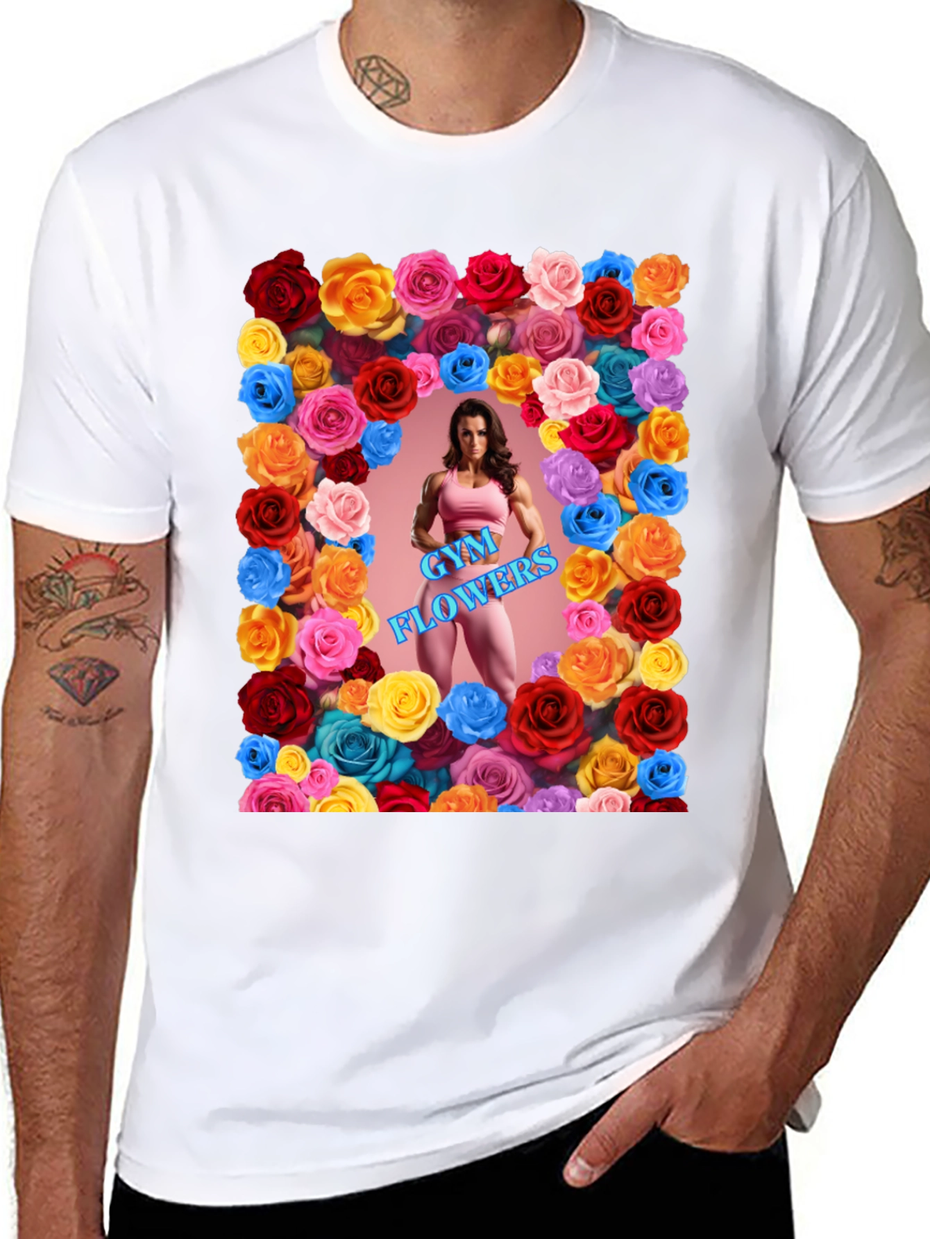Gym Flowers Graphic T-Shirt