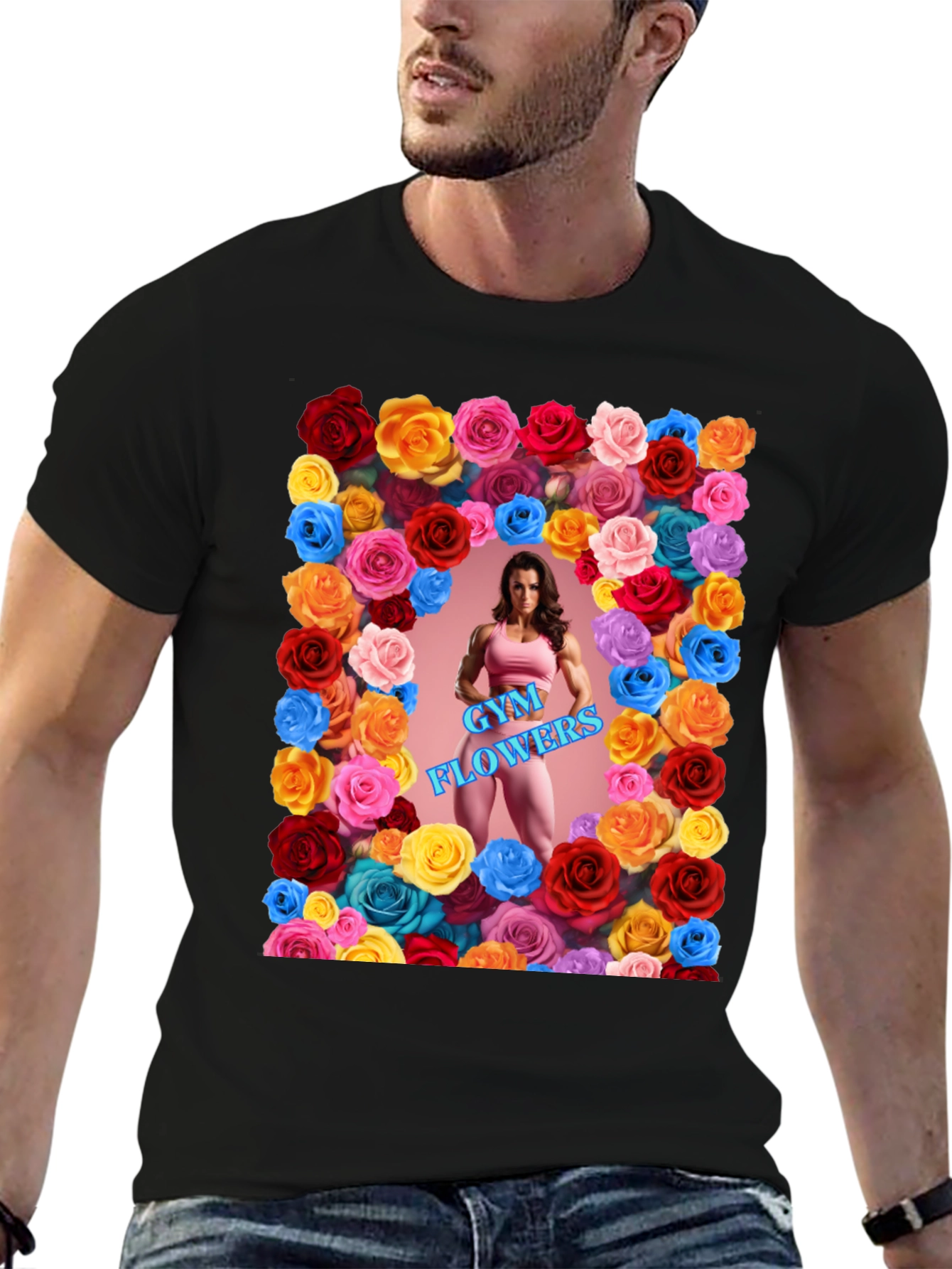 Gym Flowers Graphic T-Shirt