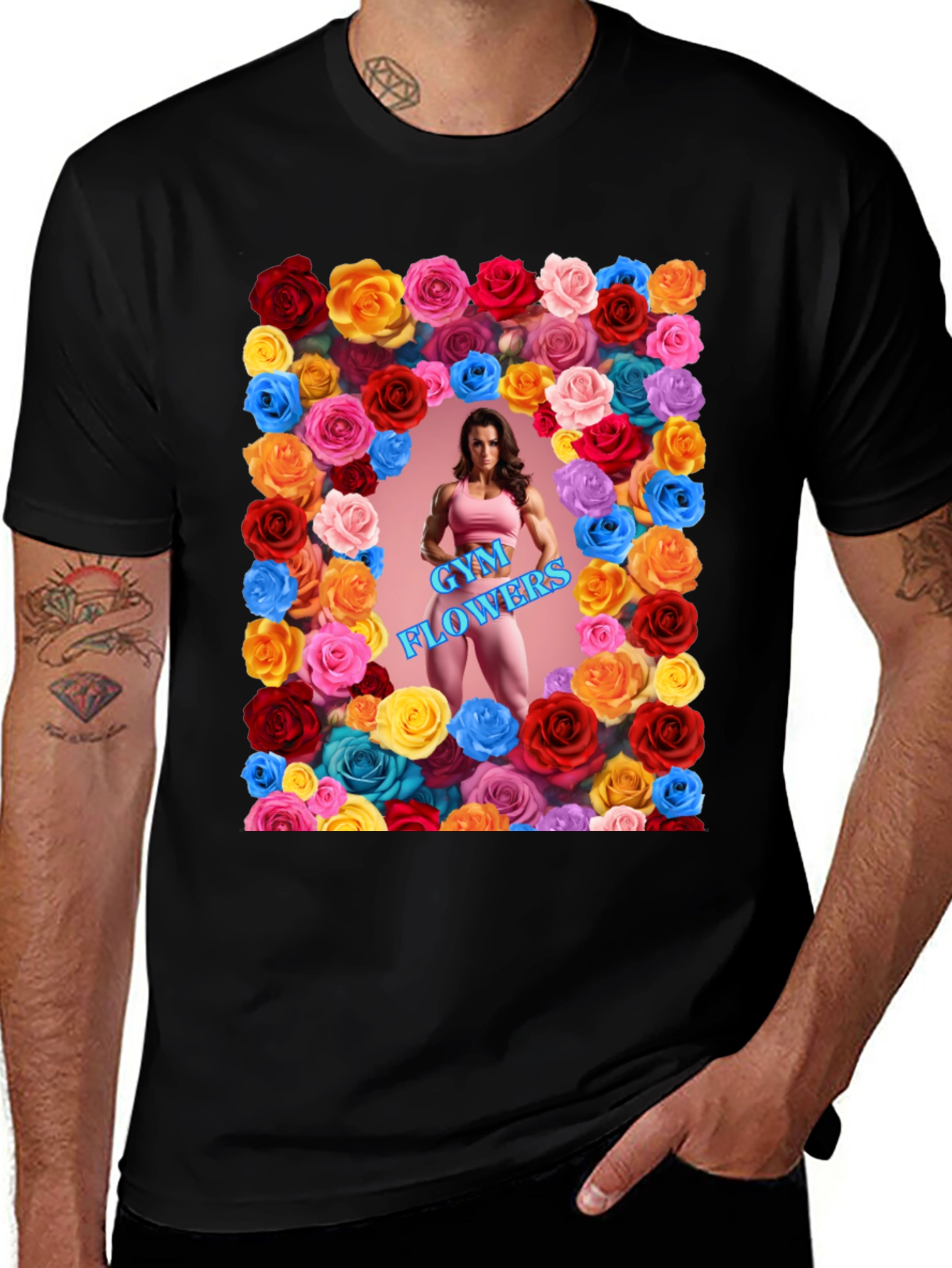 Gym Flowers Graphic T-Shirt