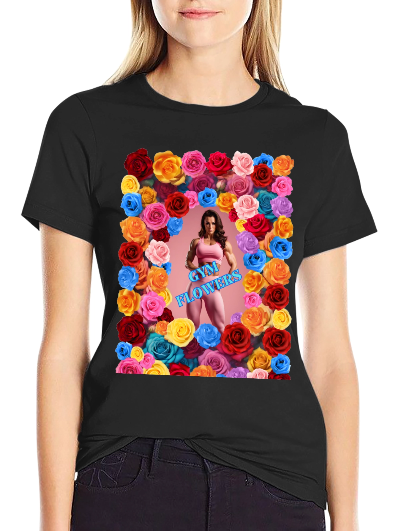 Gym Flowers Graphic T-Shirt