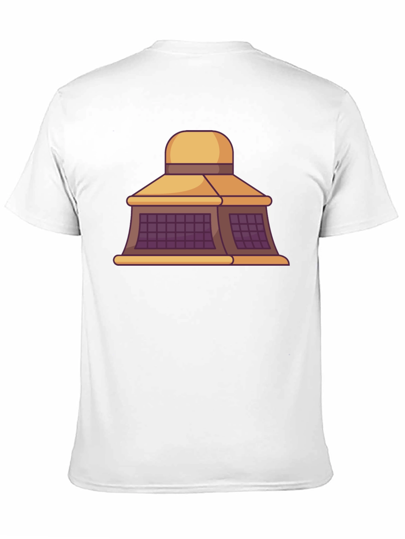Black T-Shirt with Building Cartoon Design