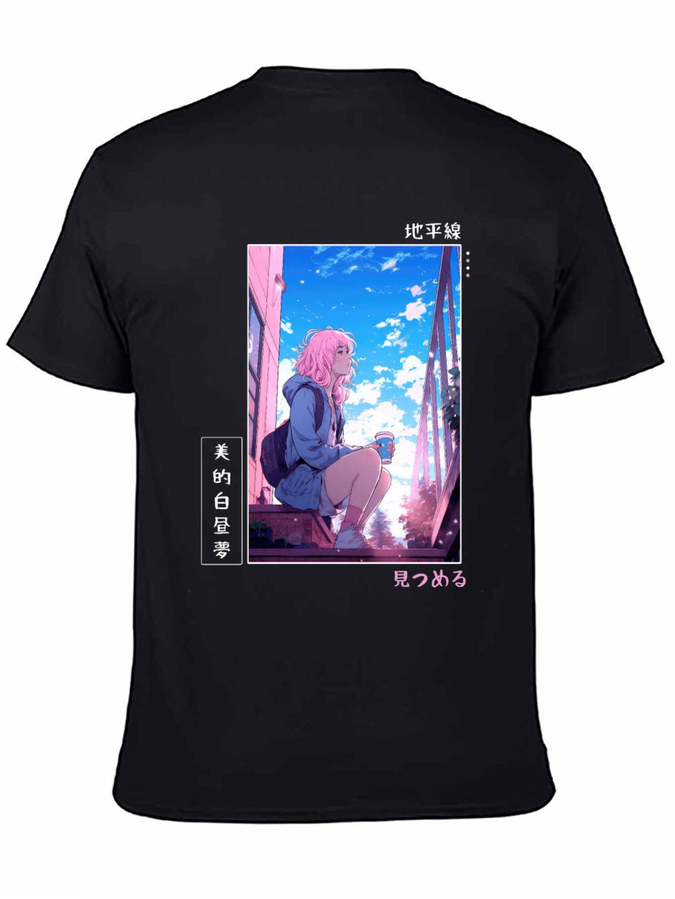 Anime Girl Black T-Shirt