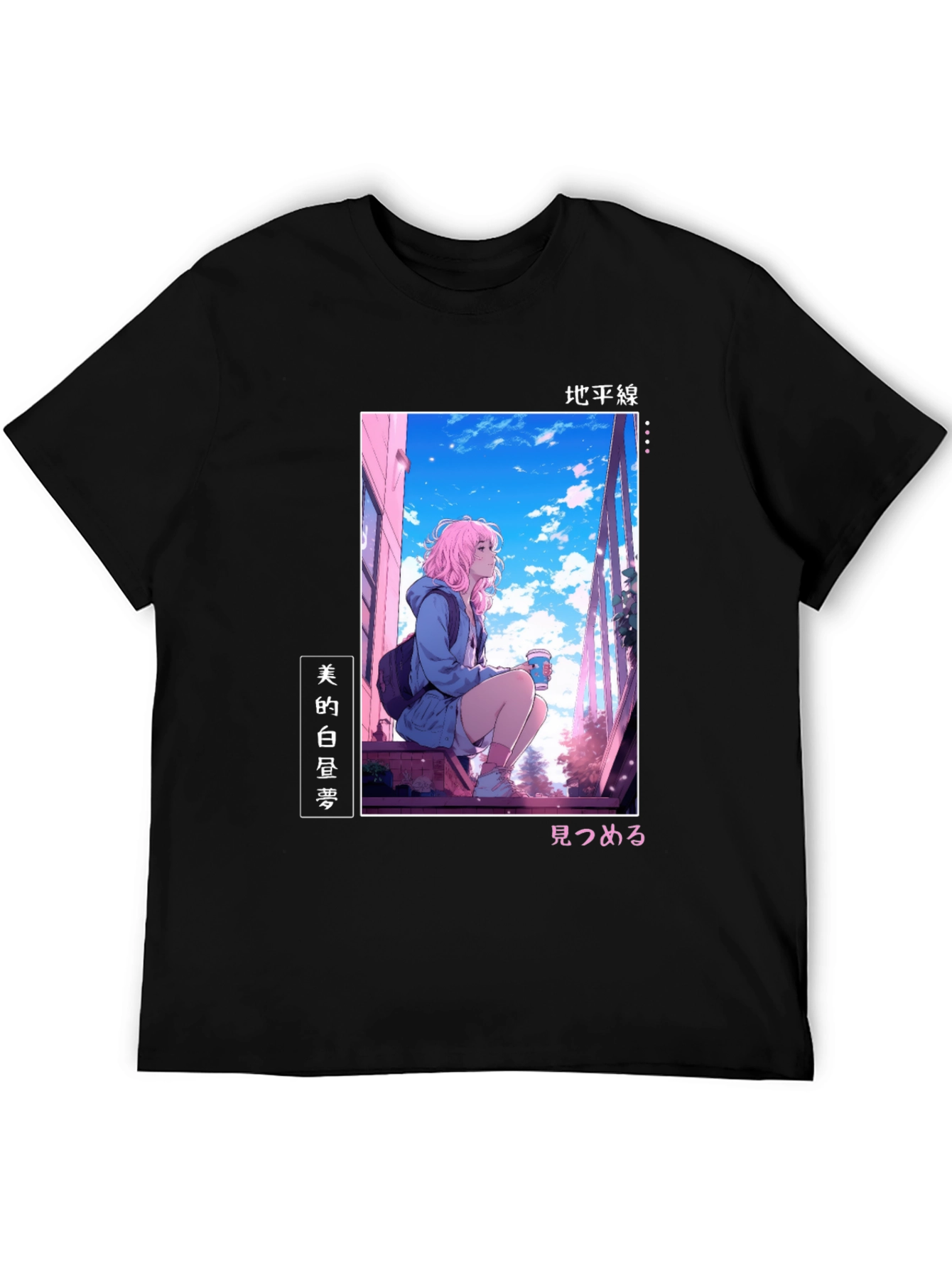 Anime Girl Black T-Shirt