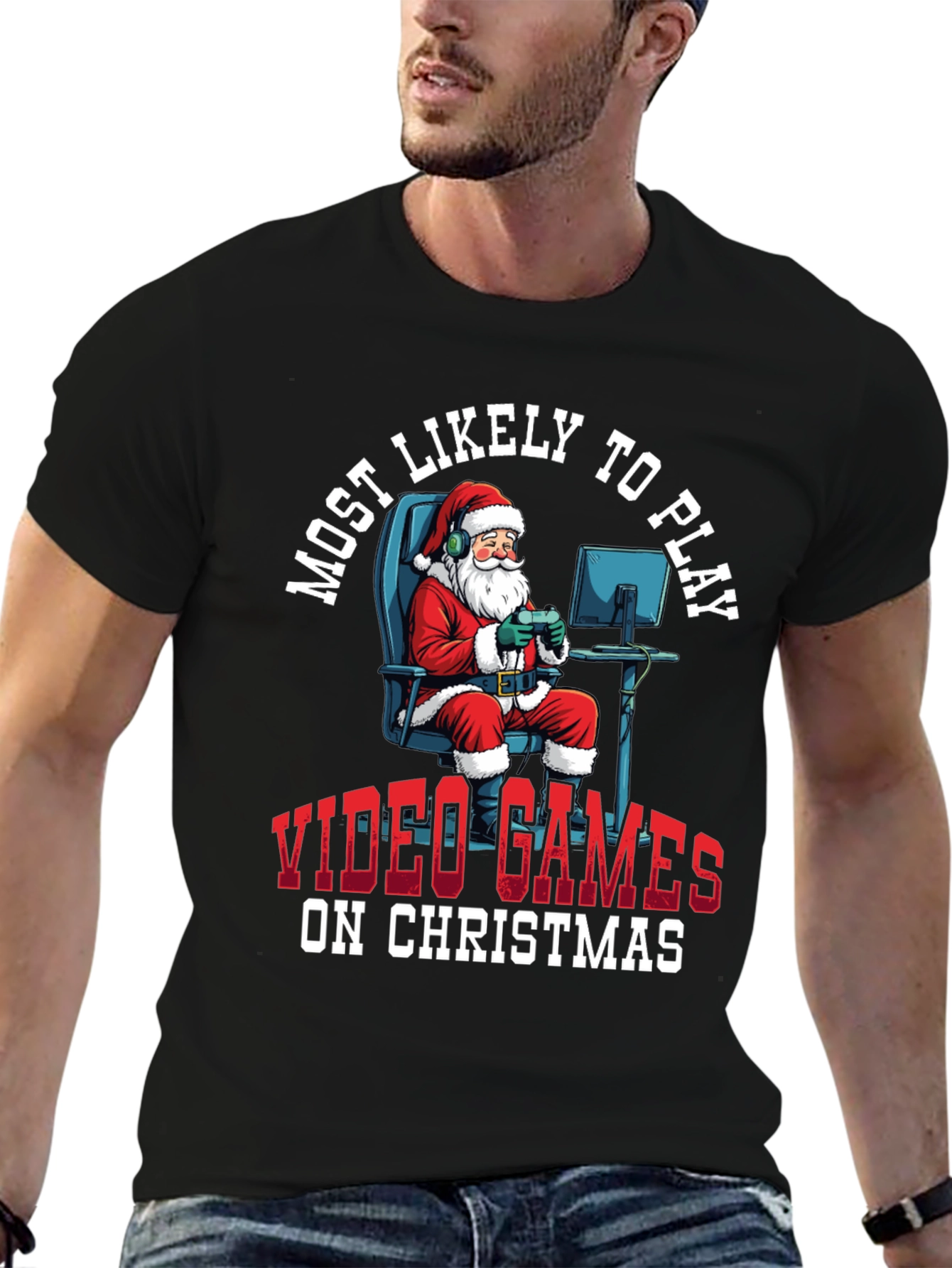 Gamer Santa Christmas T-Shirt