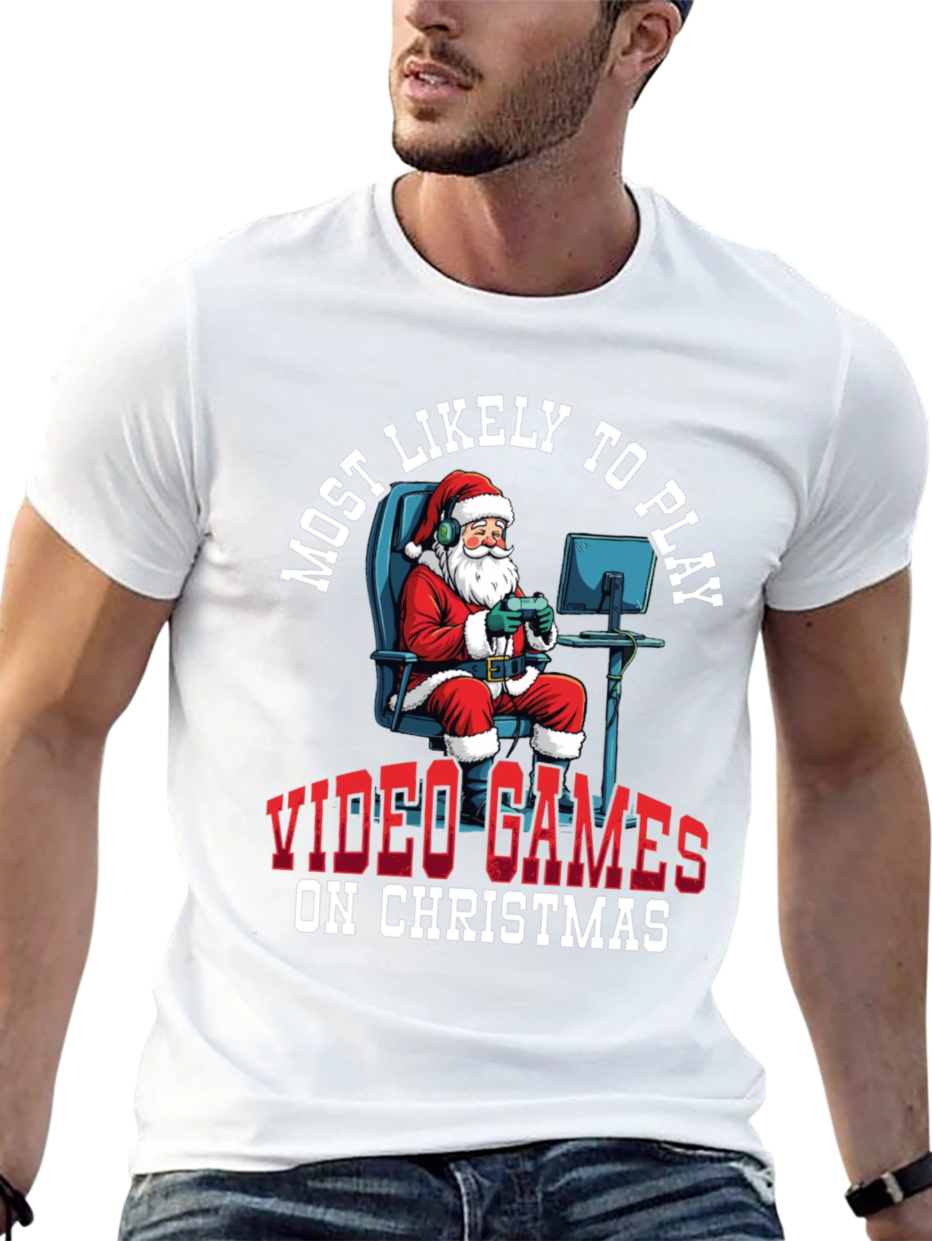 Gamer Santa Christmas T-Shirt