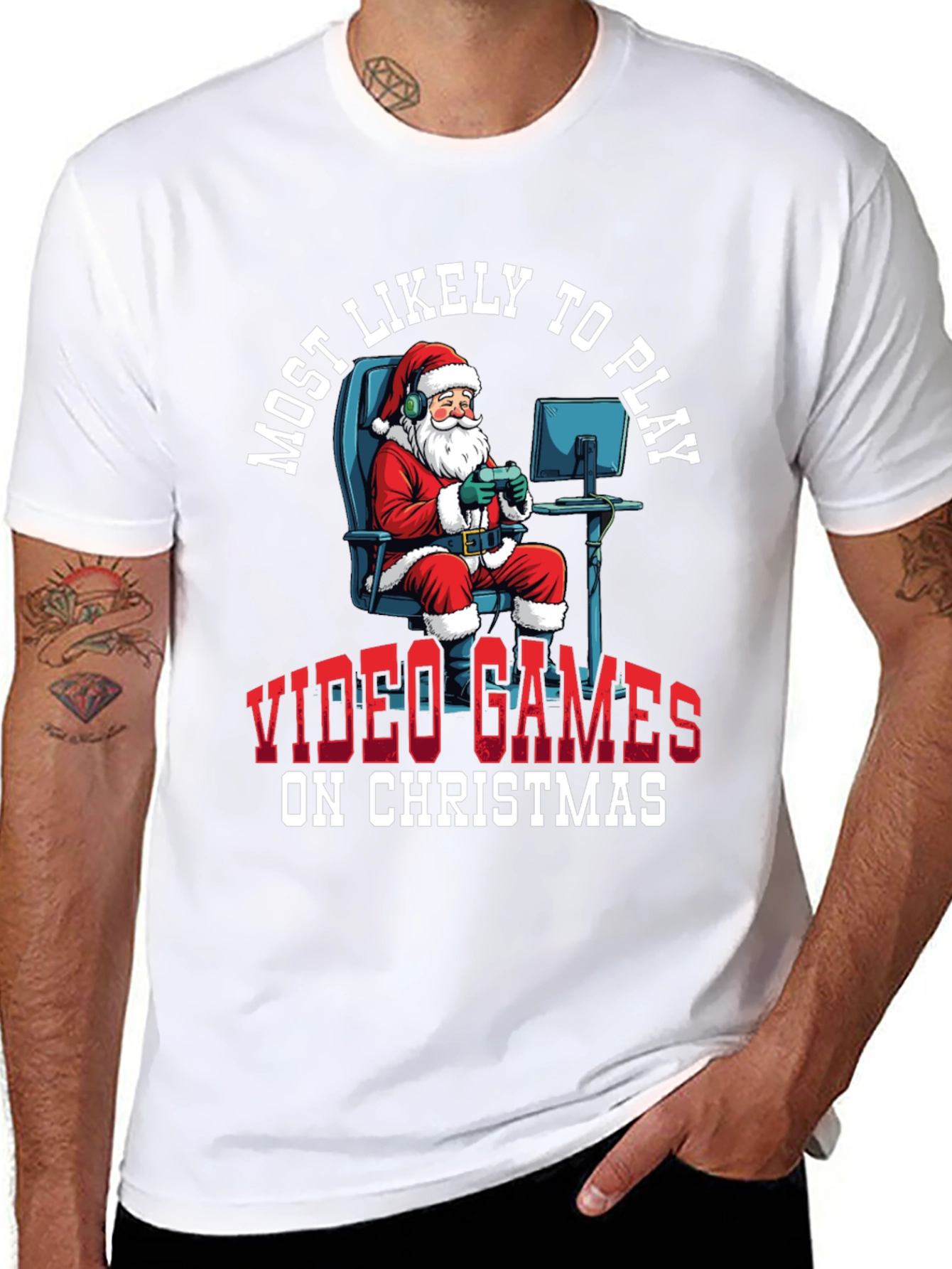 Gamer Santa Christmas T-Shirt
