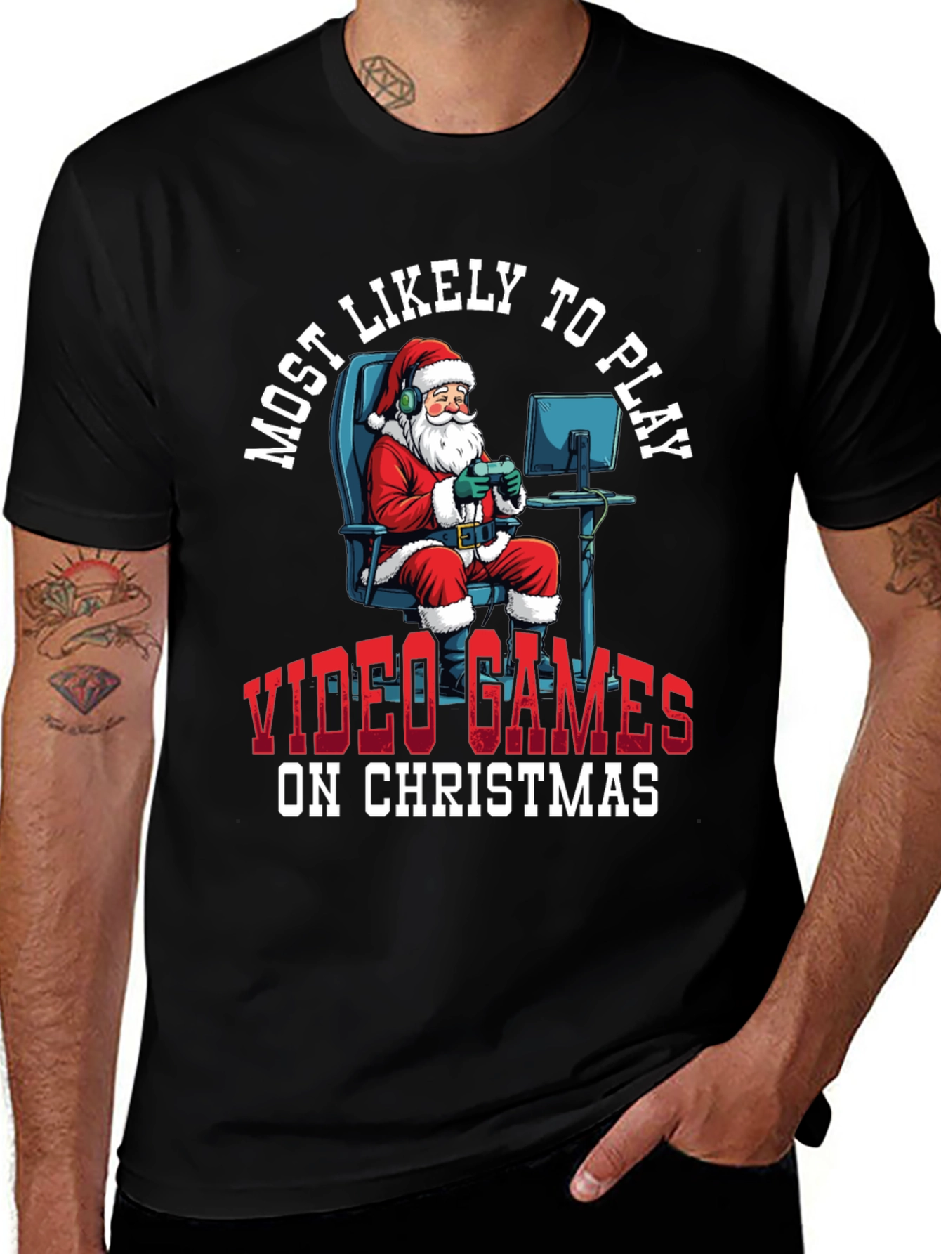Gamer Santa Christmas T-Shirt